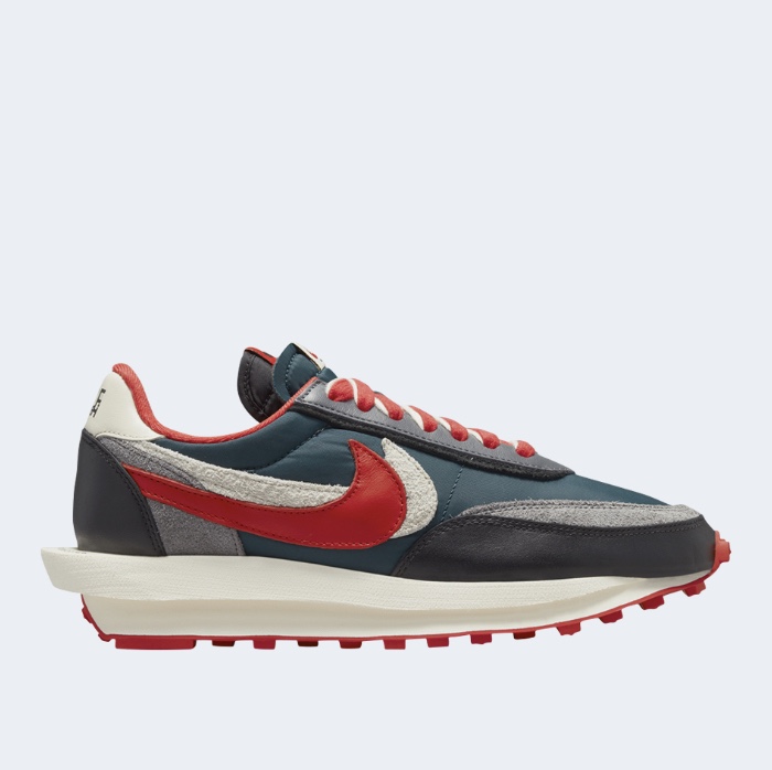 Nike x Sacai x Undercover LDWaffle Midnight Spruce University Red 착용 스타일