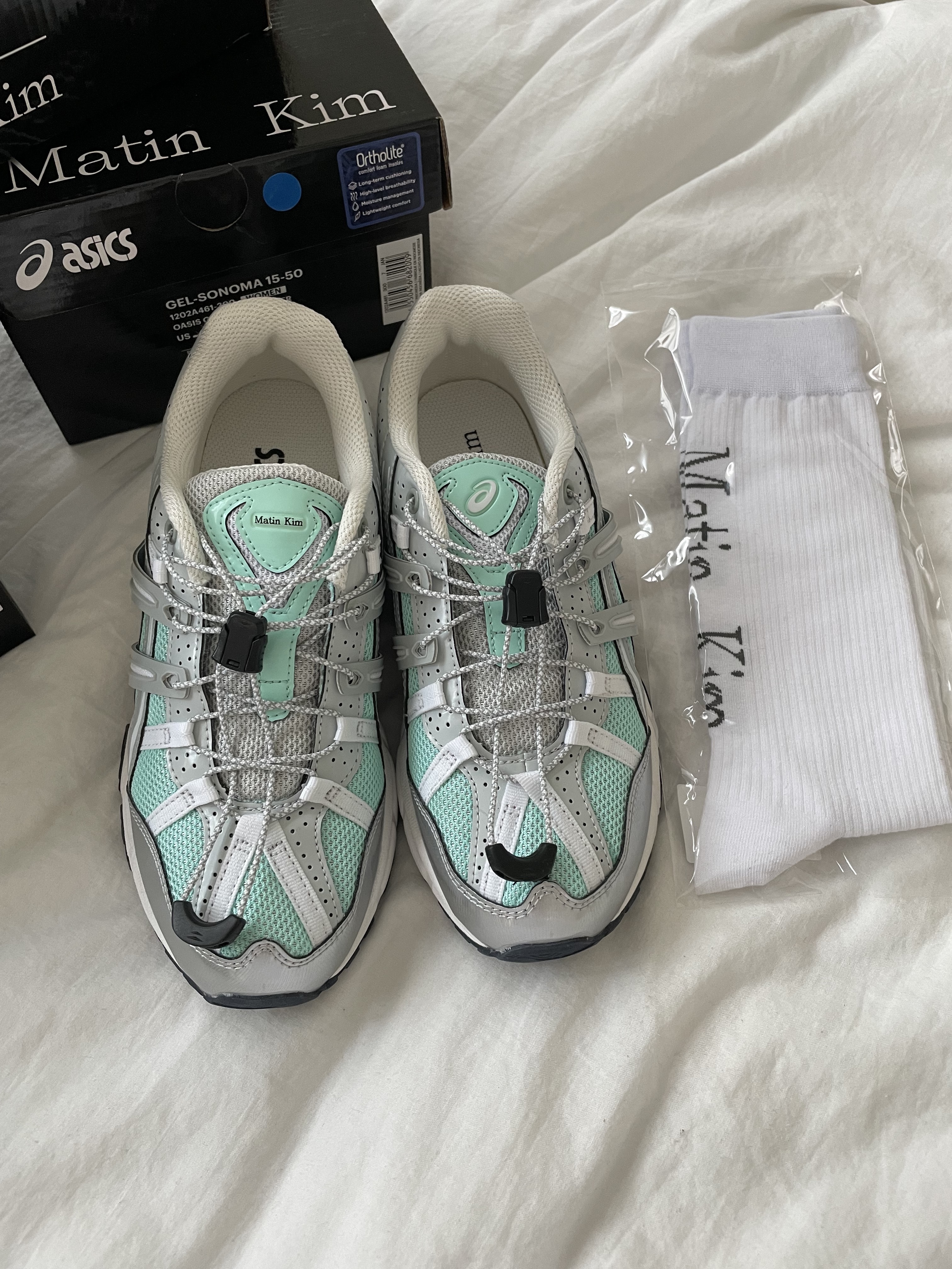 (W) Asics x Matin Kim Gel-Sonoma 15-50 Oasis Green Pure Silver, (W) Asics x Matin Kim Gel-Sonoma 15-50 Glacier Grey White 착용 스타일 - 1