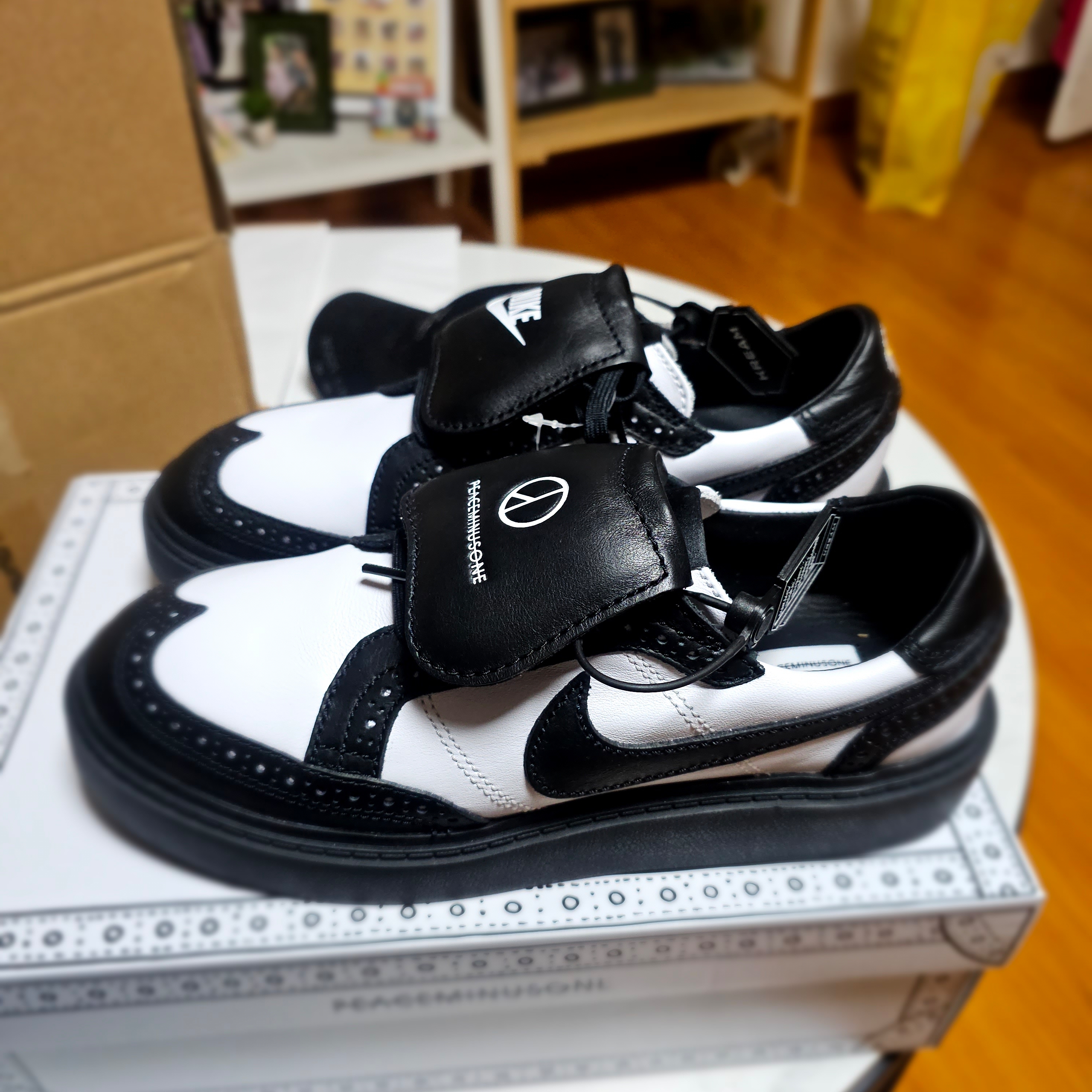 Nike x Peaceminusone Kwondo1 Black and White 착용 스타일