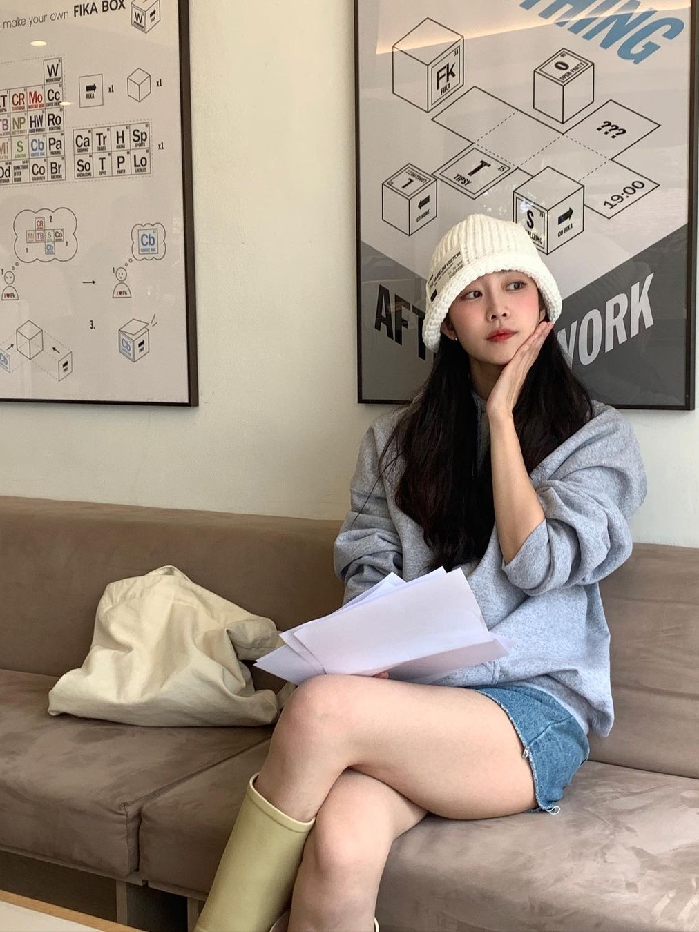 The Museum Visitor Ticket Beanie White - 23PS 착용 스타일 - 1