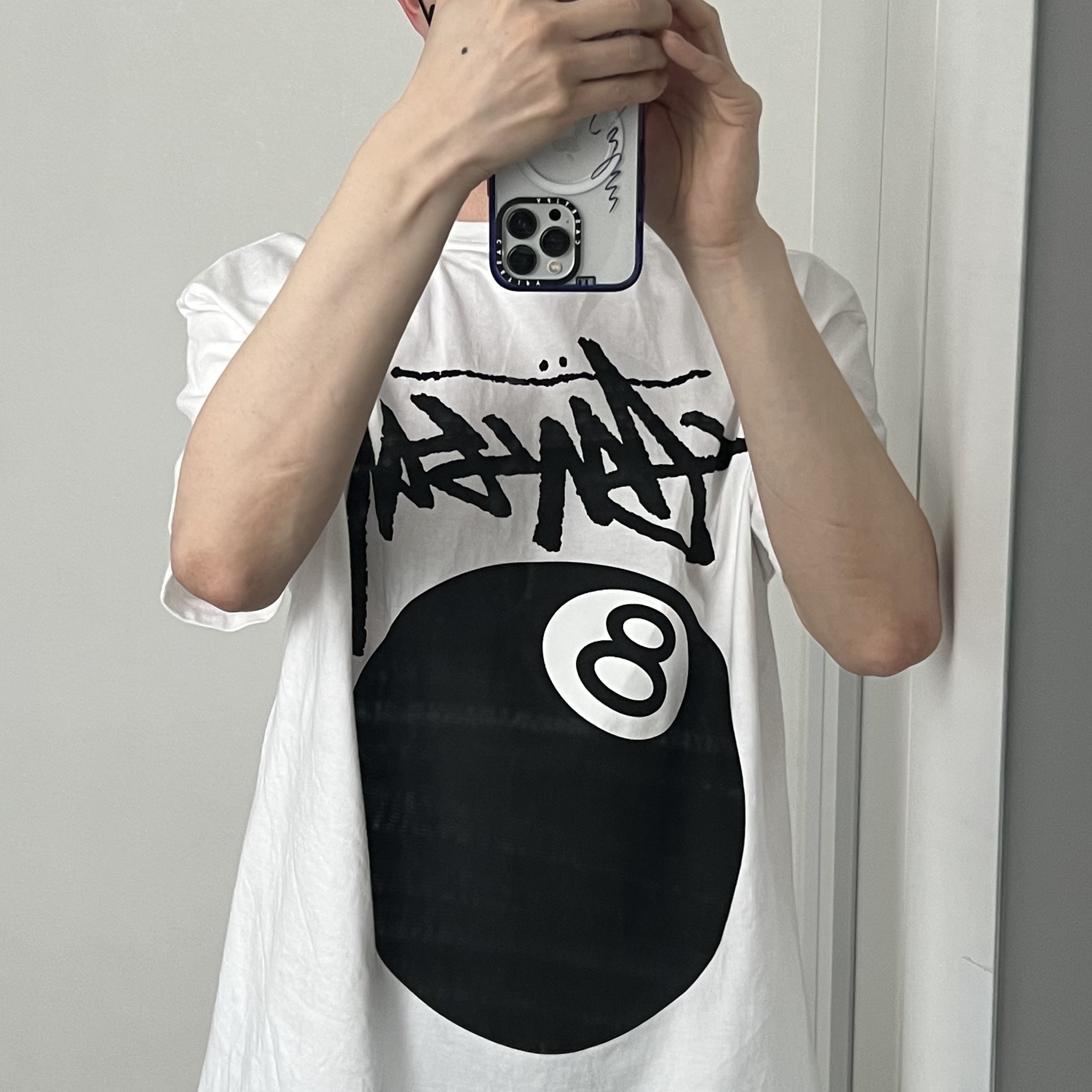 Stussy ITP Flower T-Shirt Black, Stussy Built Tough T-Shirt White 착용 스타일 - 4