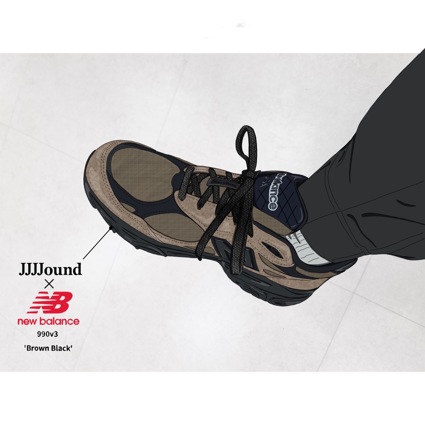 New Balance x JJJJound 990v3 Brown Black 착용 스타일 - 2