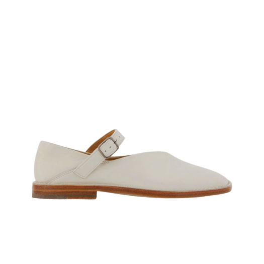 (W) Lemaire Ballerina Shoes Shiny Nappa Leather White