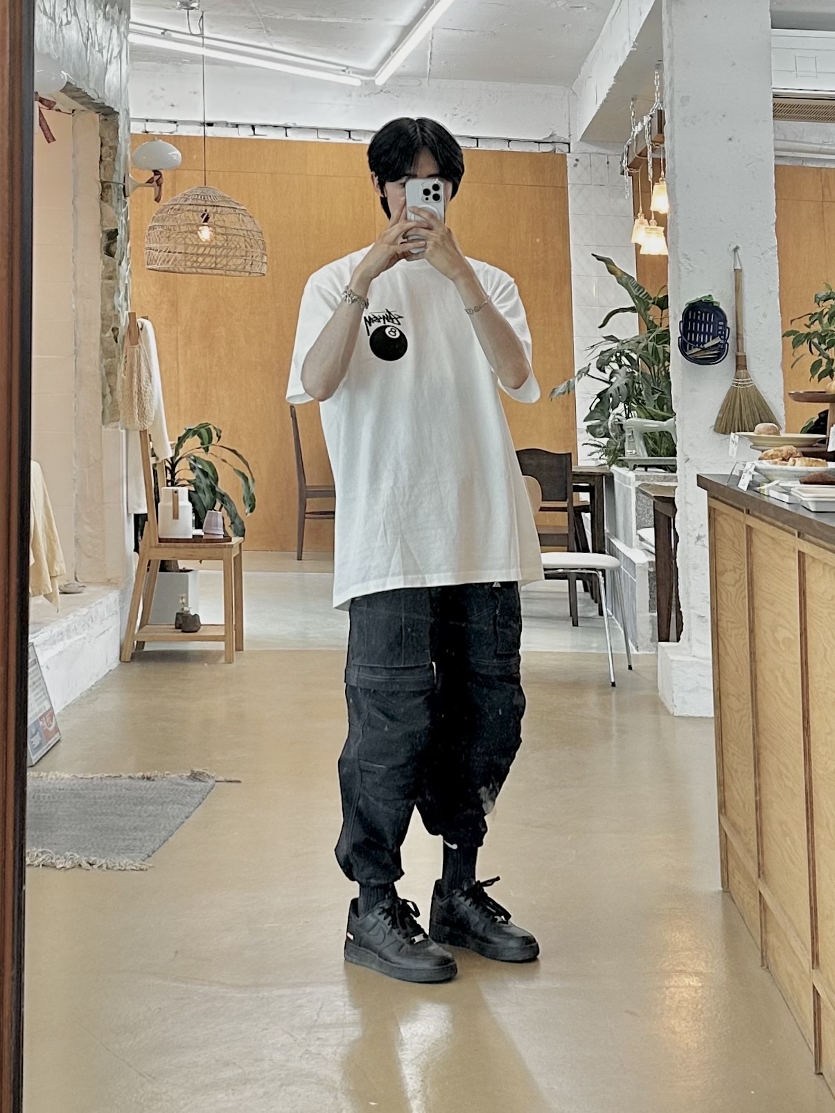 Stussy 8 Ball Pigment Dyed T-Shirt Natural - 22SS 착용 스타일 - 2