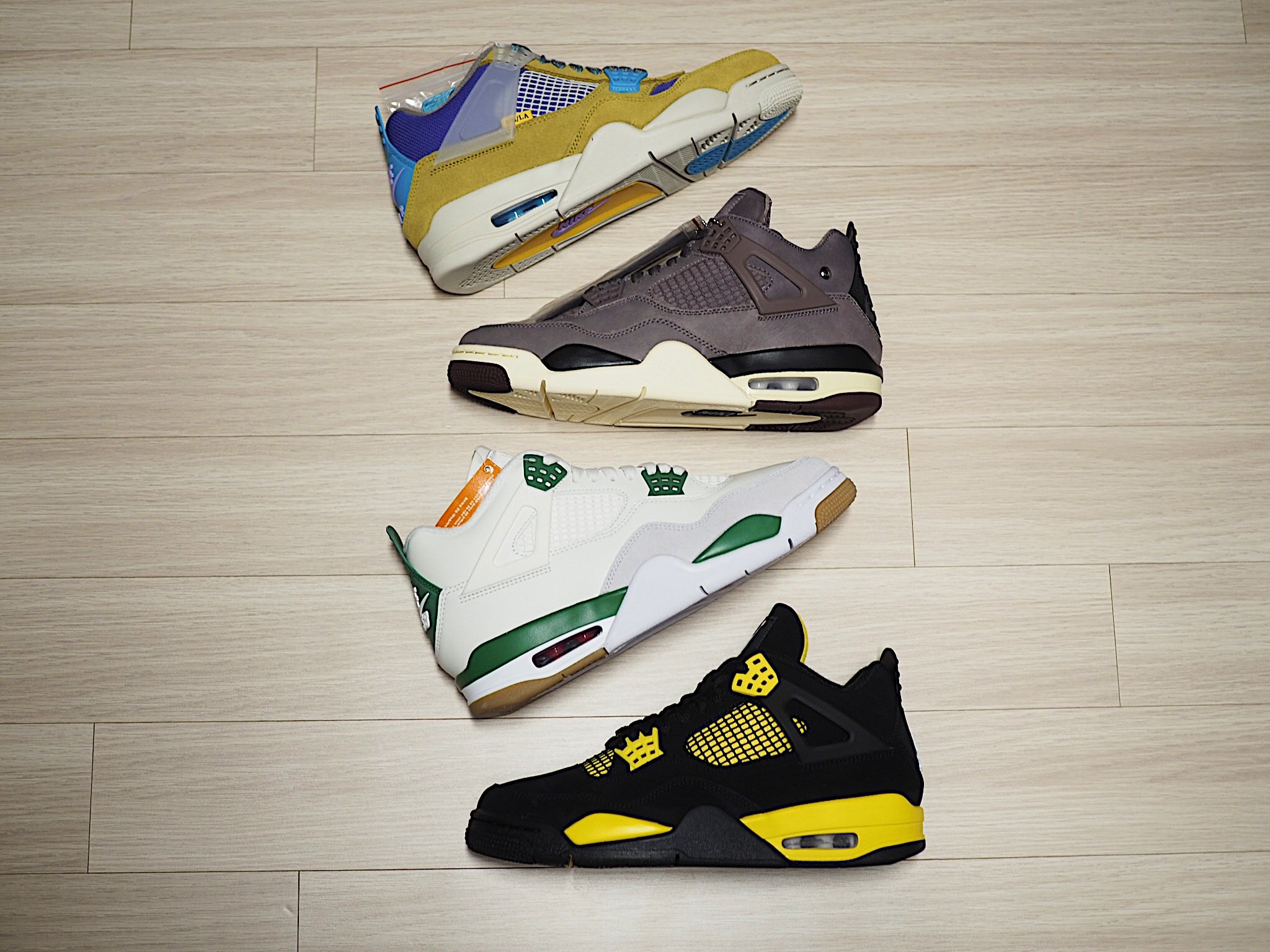 Jordan 4 Retro Thunder 2023, Jordan 4 x Nike SB Retro SP Pine Green 착용 스타일 - 1