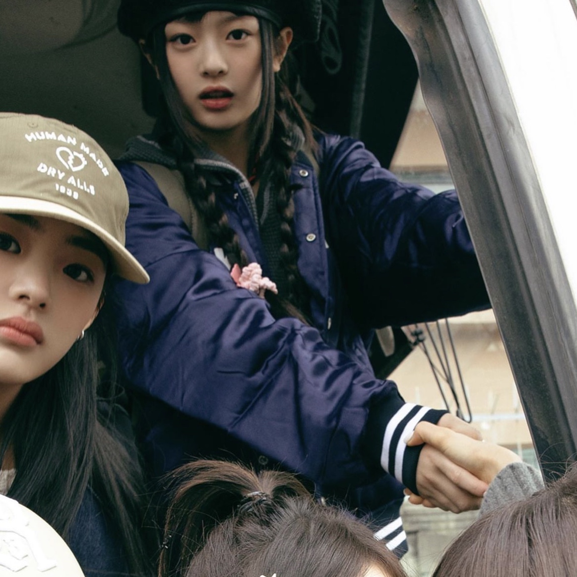 Human Made Stadium Jacket Navy, Human Made 5-Panel Ripstop Cap Olive Drab 착용 스타일 - 4