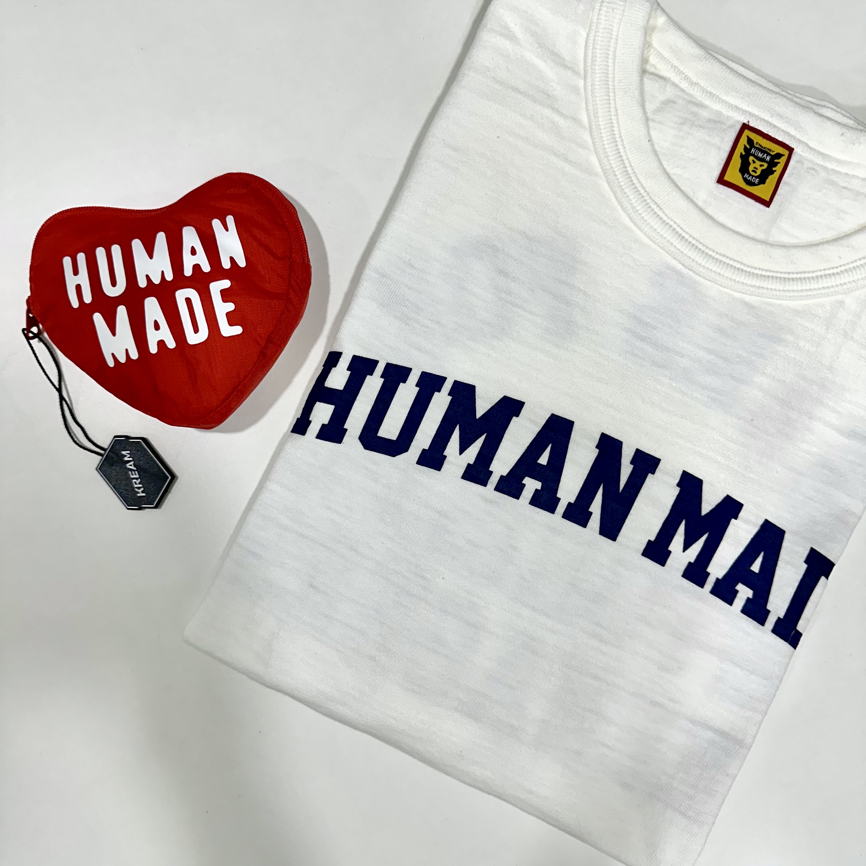 Human Made Graphic T-Shirt #06 White, Human Made Packable Nylon Tote Bag White 착용 스타일
