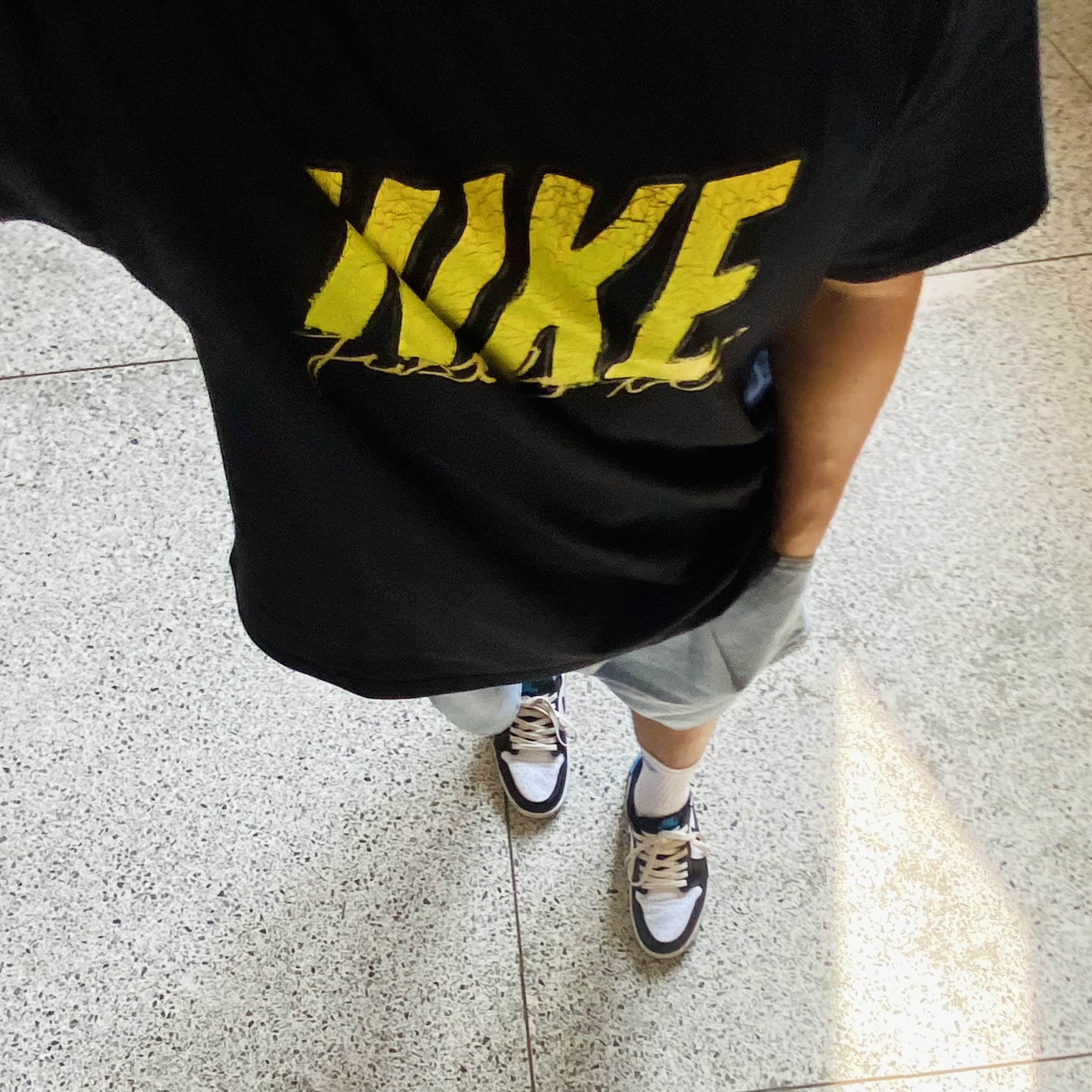 Nike M NRG Dunk '85 T-Shirt Black - US/EU, Jordan 1 Retro Low OG Black and Dark Powder Blue 착용 스타일
