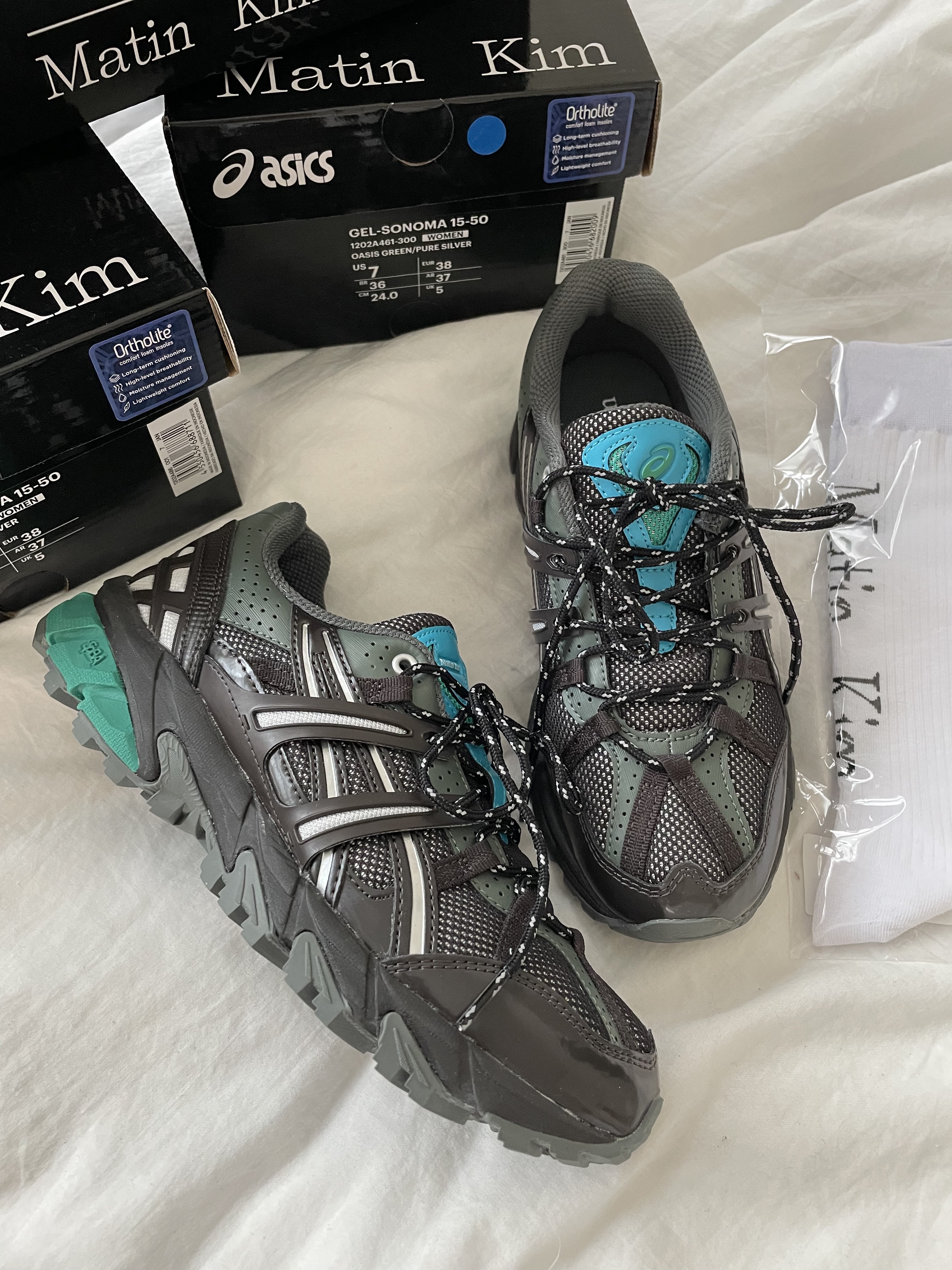 (W) Asics x Matin Kim Gel-Sonoma 15-50 Black Pure Silver, (W) Asics x Matin Kim Gel-Sonoma 15-50 Glacier Grey White 착용 스타일 - 1