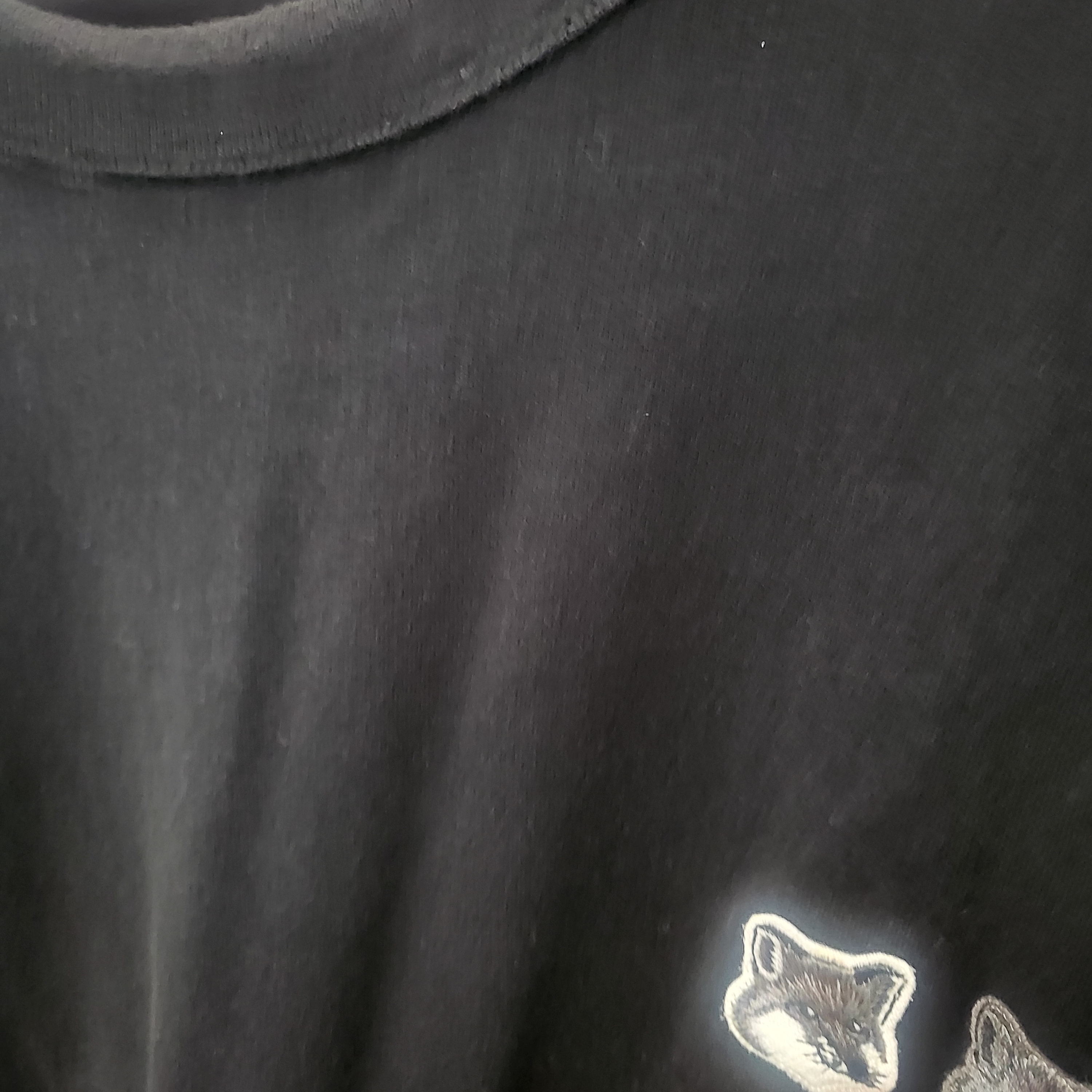 Maison Kitsune Double Monochrome Fox Head Patch Classic T-Shirt Black 착용 스타일 - 1