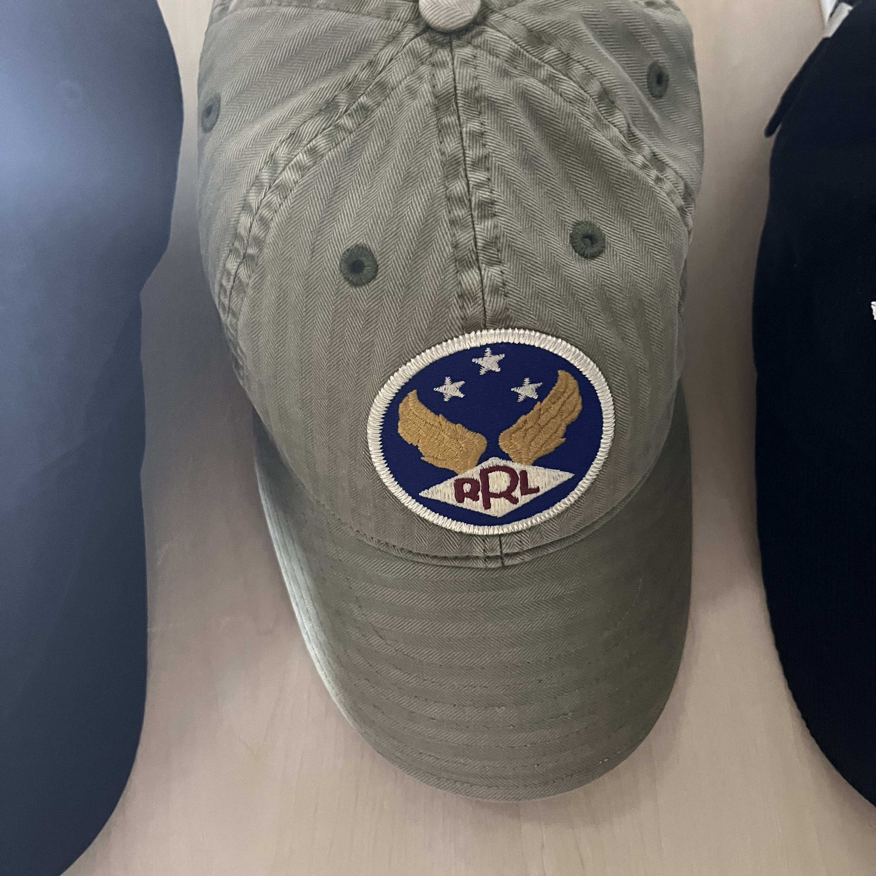Double RL Garment Dyeing Twill Ball Cap Green 착용 스타일