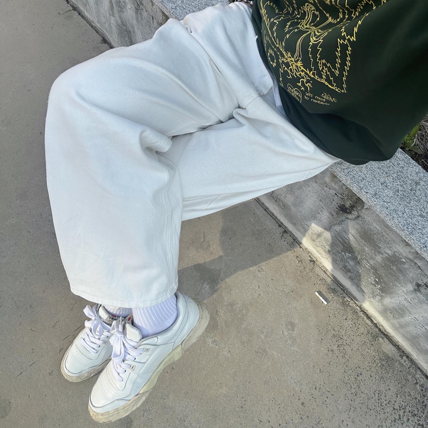 Maison Mihara Yasuhiro Parker OG Sole Canvas Low-top Sneakers White 착용 스타일 - 2