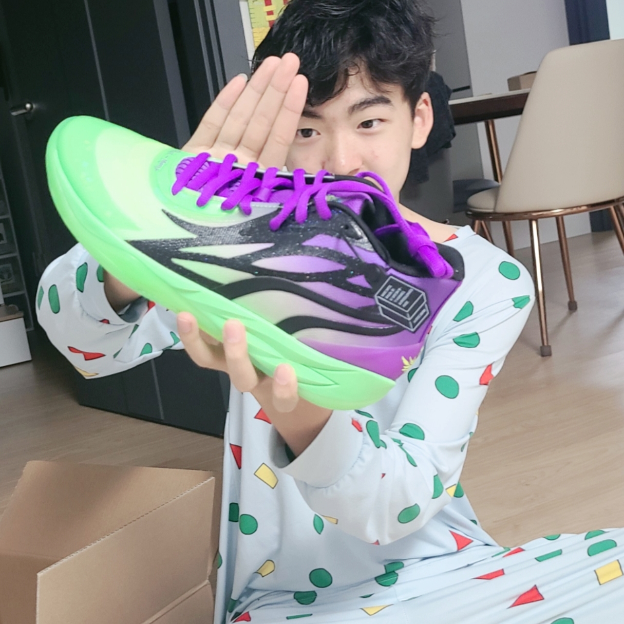 Puma x Rick & Morty MB.02 Lamelo Ball Safety Yellow Elektro Green 착용 스타일