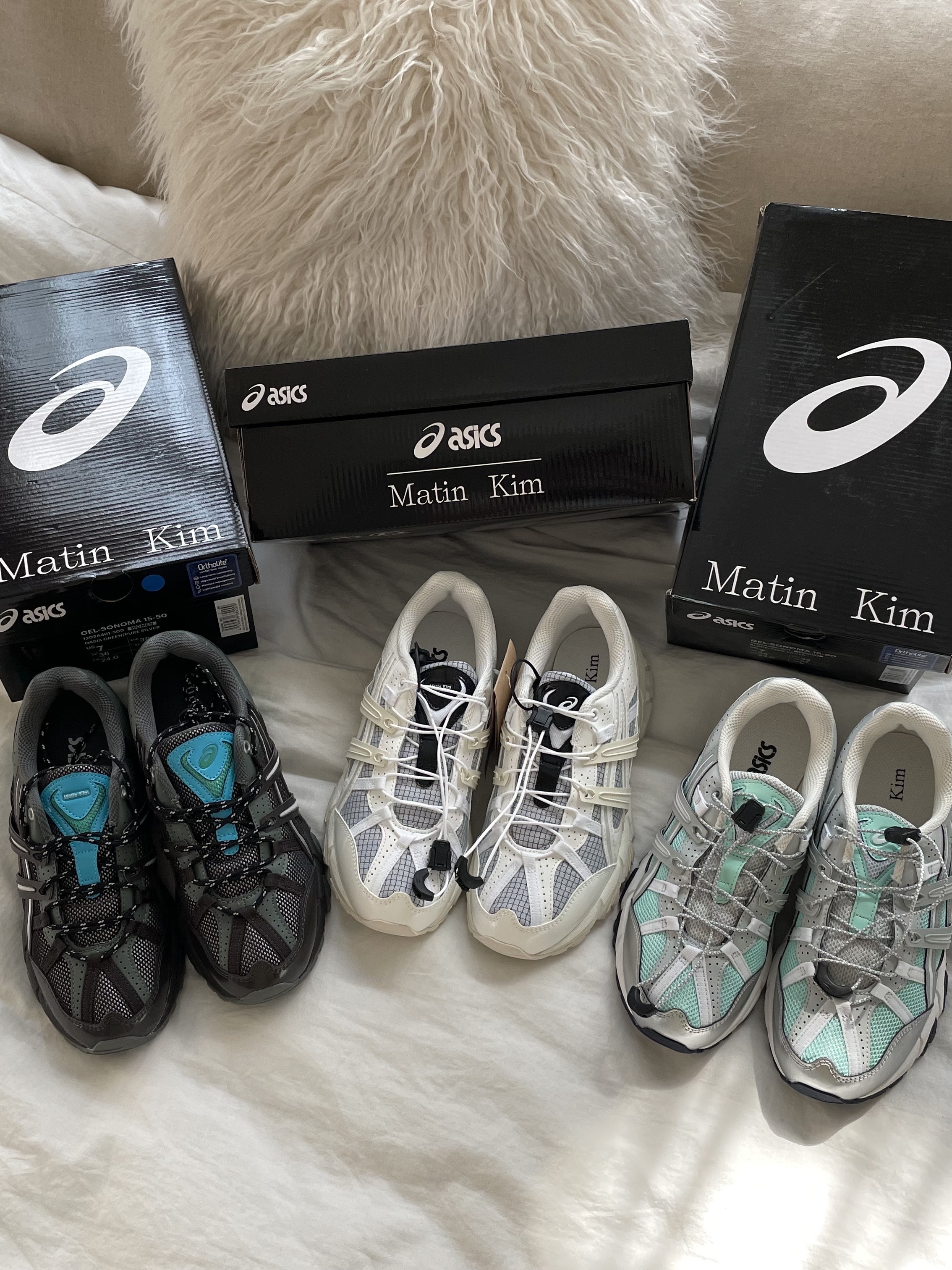 (W) Asics x Matin Kim Gel-Sonoma 15-50 Glacier Grey White, (W) Asics x Matin Kim Gel-Sonoma 15-50 Black Pure Silver 착용 스타일 - 2