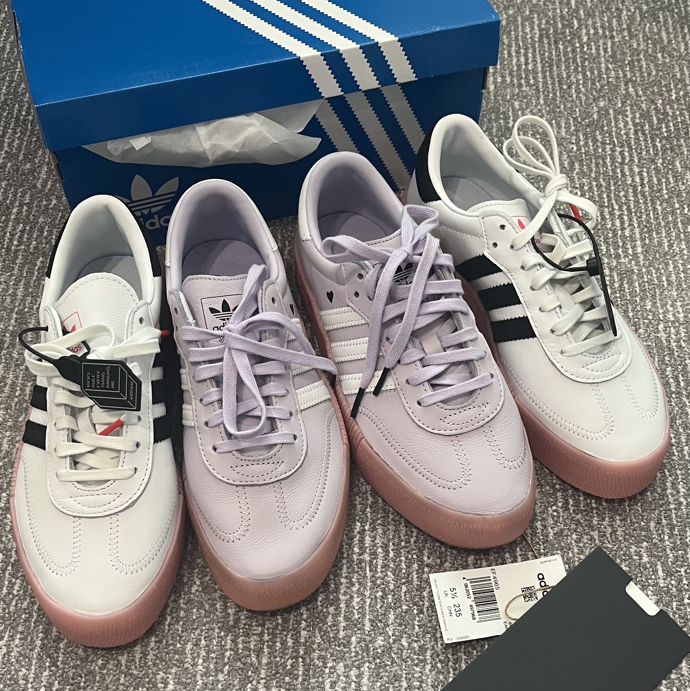 (W) Adidas Sambarose White Pink 착용 스타일 - 2