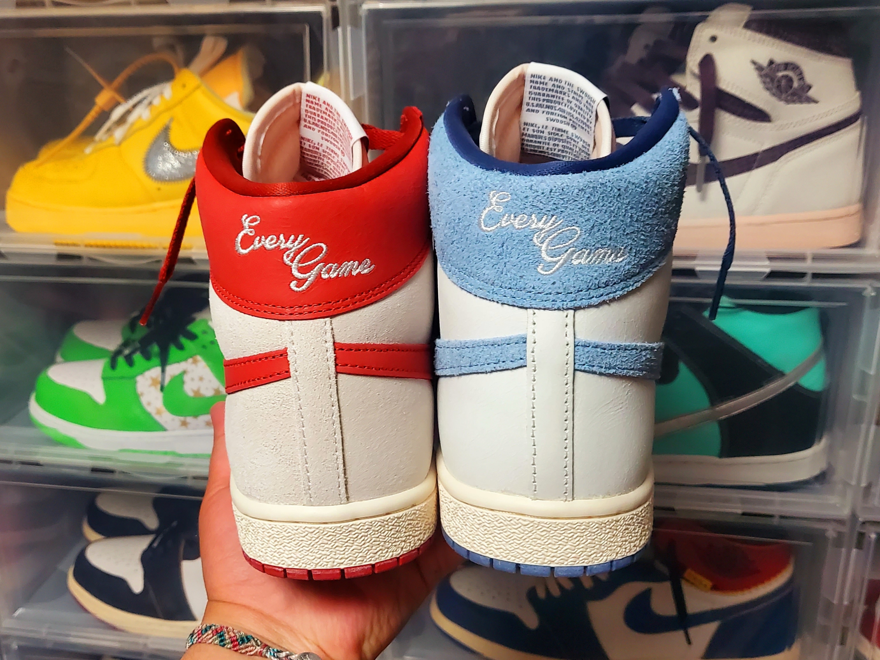 Jordan Air Ship PE SP Summit White Dune Red, Jordan Air Ship PE SP Summit White Diffused Blue 착용 스타일 - 4