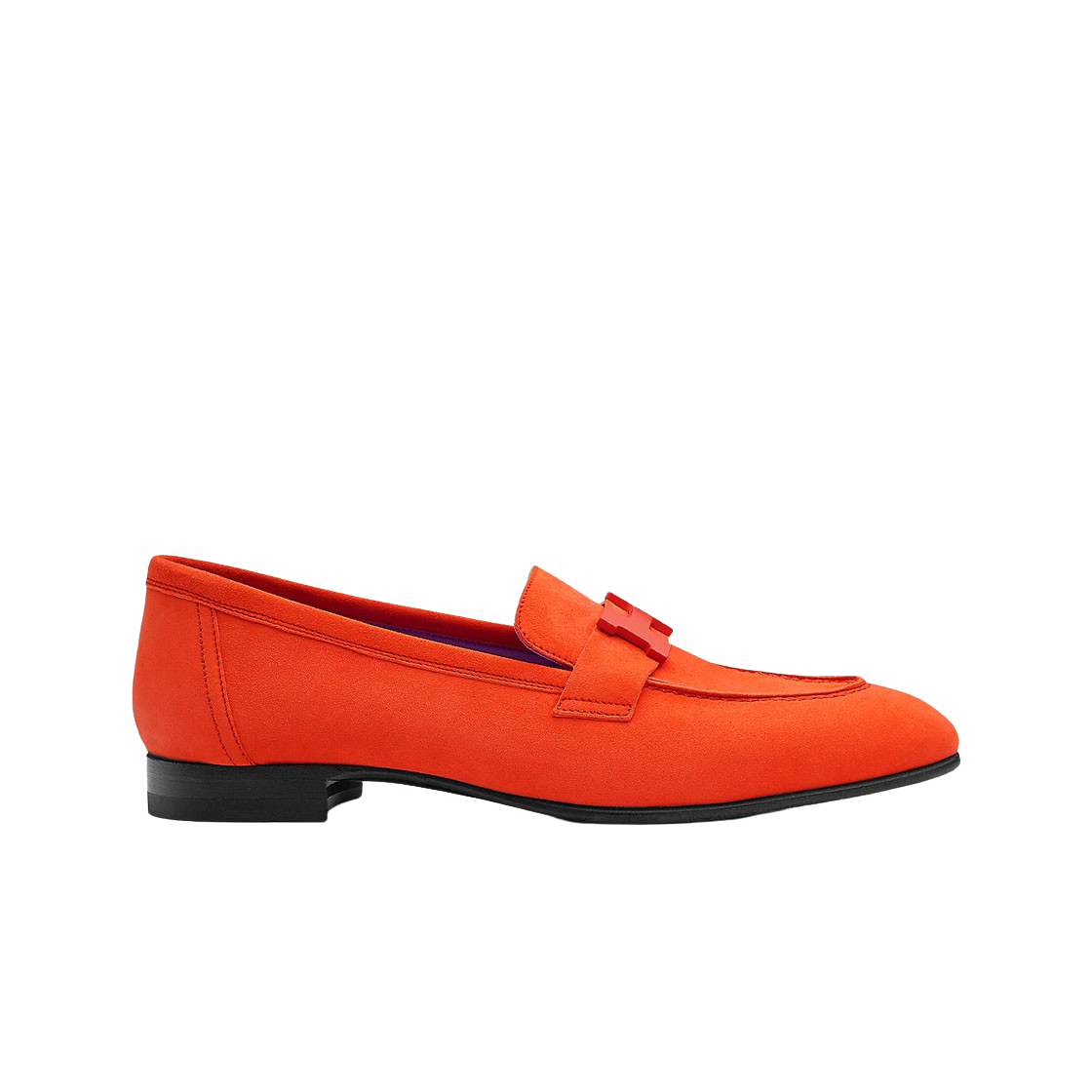 (W) 에르메스 파리 로퍼 스웨이드 고트스킨 & 매트 메탈 하드웨어 로즈 소르베((W) Hermes Paris Loafers Suede Goatskin & Matte Metal Rose Sorbet) - 1