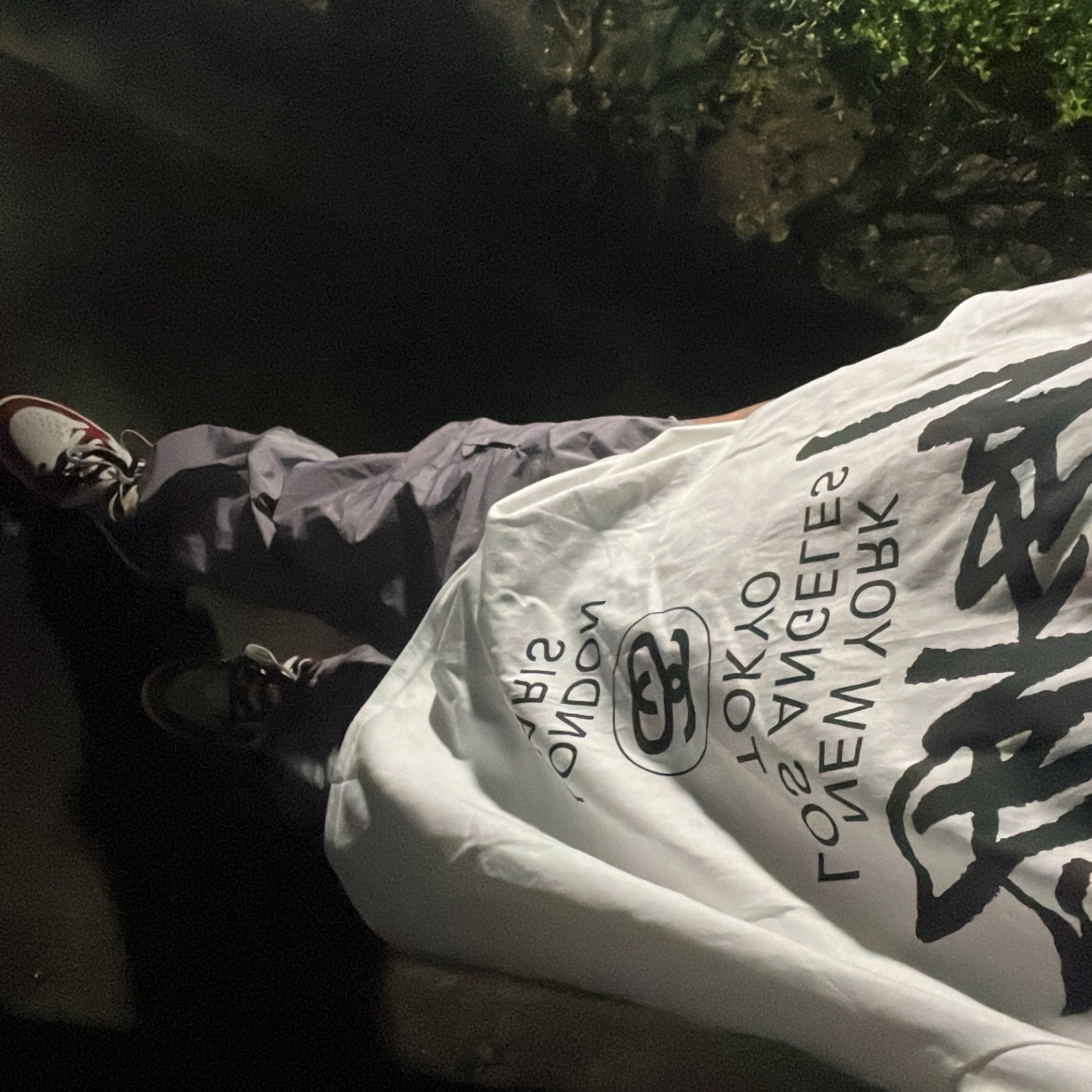 Stussy World Tour T-Shirt White, Jordan 1 Retro High OG Chicago 2022 착용 스타일