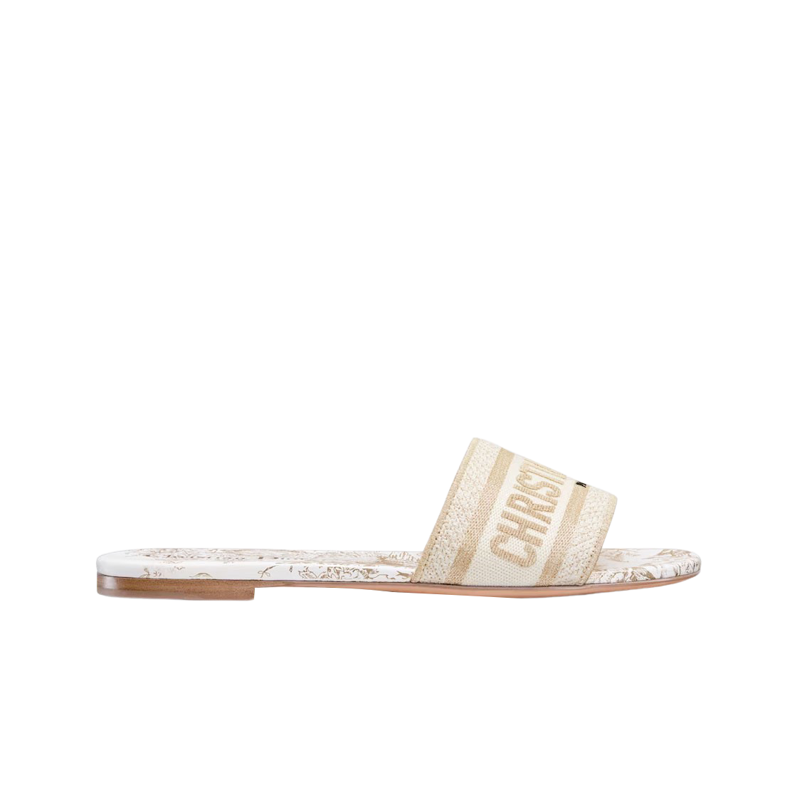 (W) 디올 디웨이 뮬 쟈뎅 디히비어 코튼 자수 화이트 골드 톤((W) Dior Dway Mule Cotton Embroidered with Jardin d'Hiver White Gold Tone) - 1