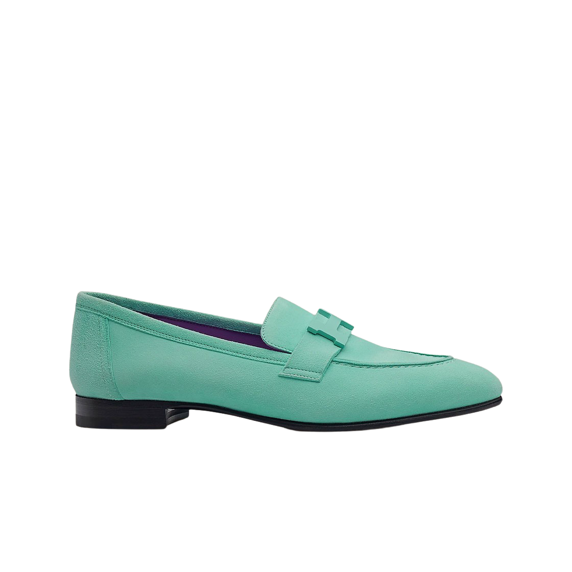 (W) 에르메스 파리 로퍼 스웨이드 고트스킨 & 매트 메탈 하드웨어 베르 엠브룬((W) Hermes Paris Loafers Suede Goatskin & Matte Metal Vert Embrun) - 1