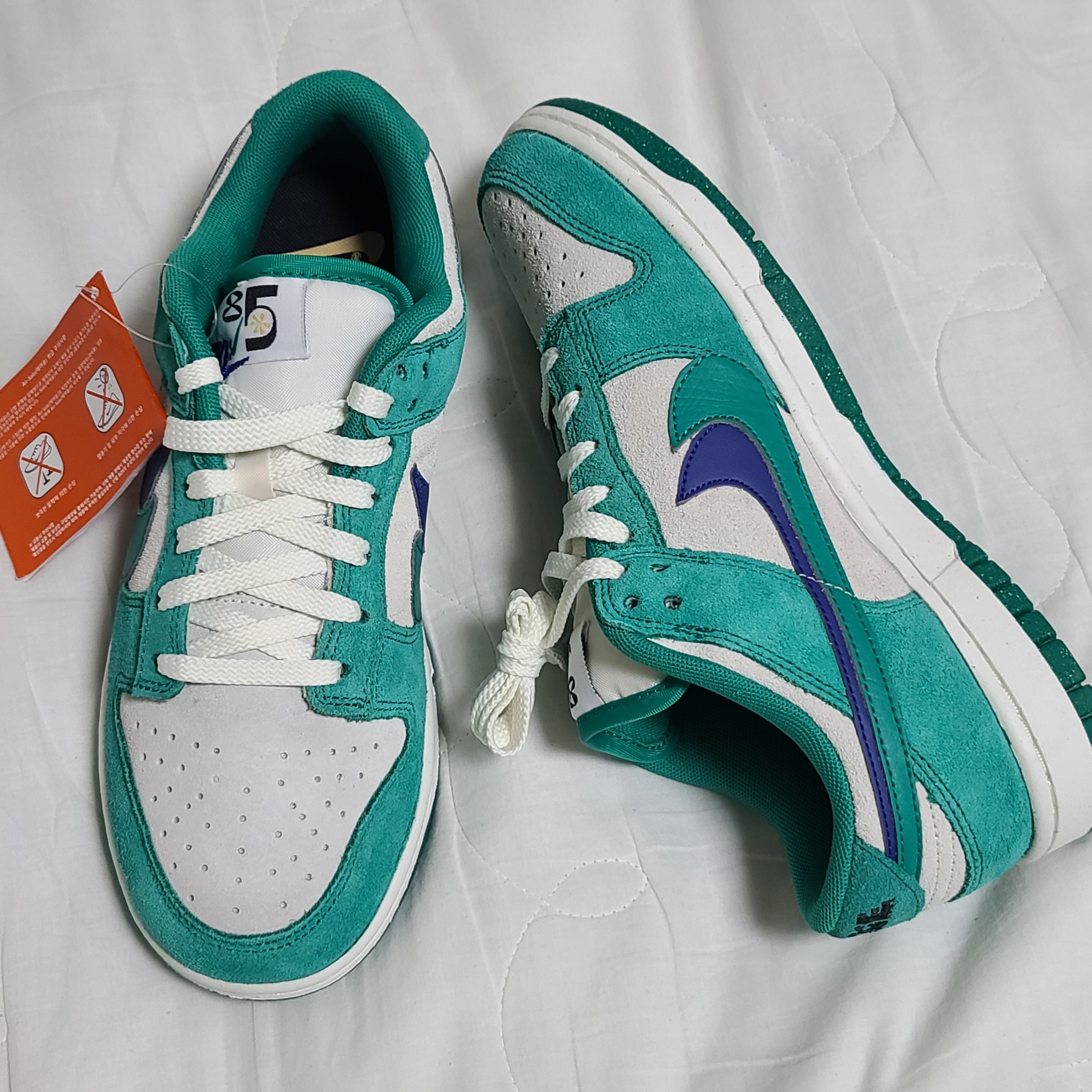 (W) Nike Dunk Low SE 85 Neptune Green and Sail 착용 스타일 - 1