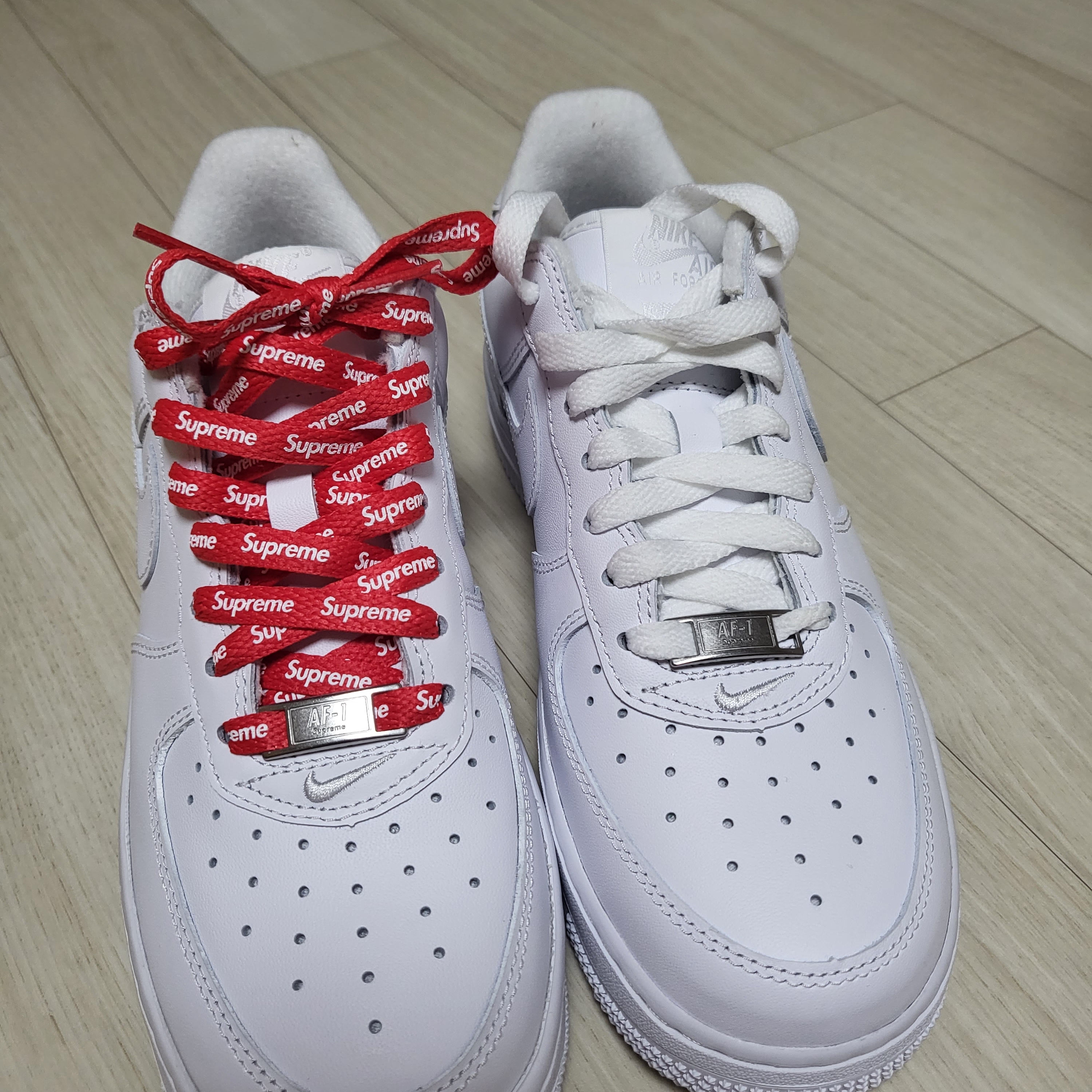 Nike x Supreme Air Force 1 Low White 착용 스타일