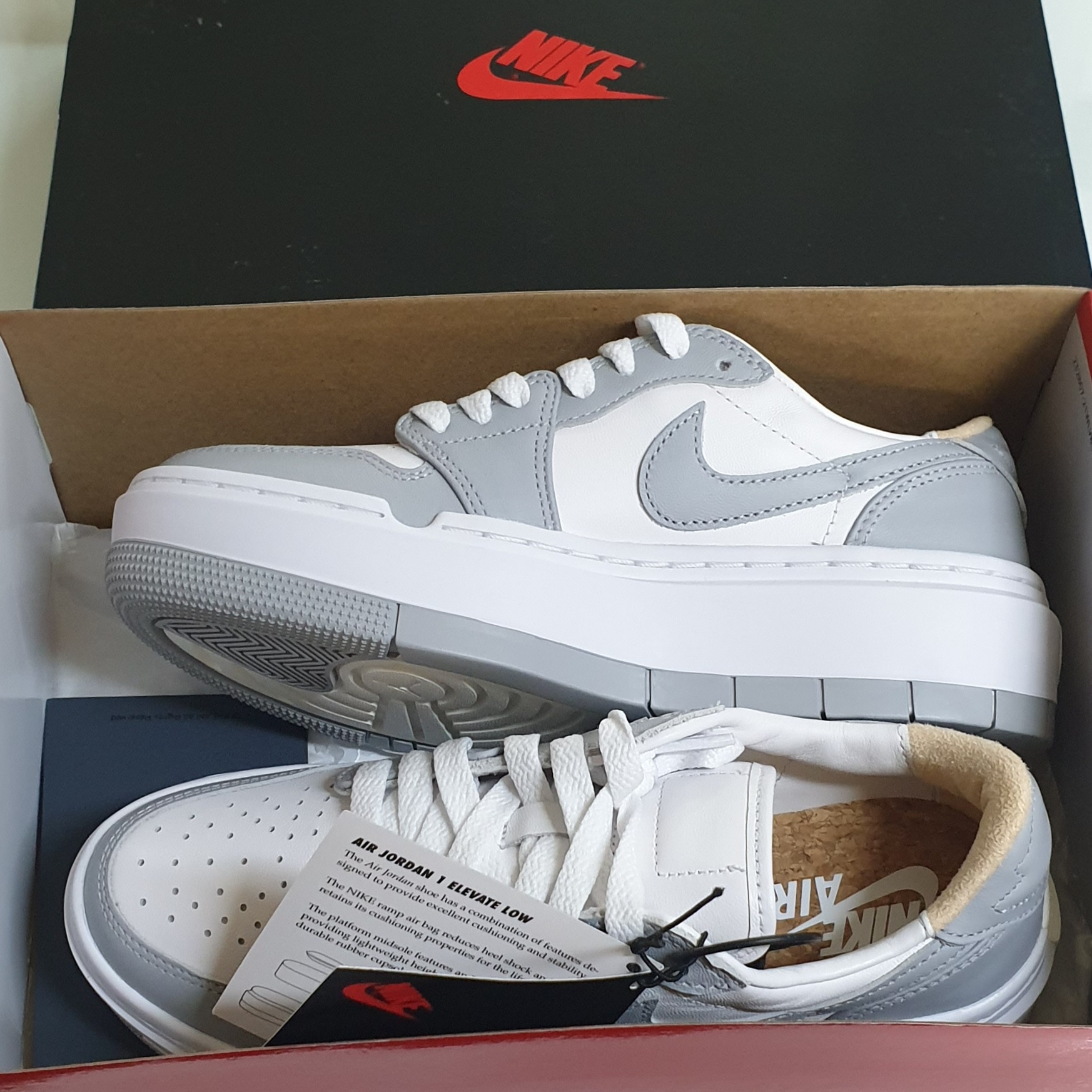 (W) Jordan 1 Elevate Low White and Wolf Grey 착용 스타일