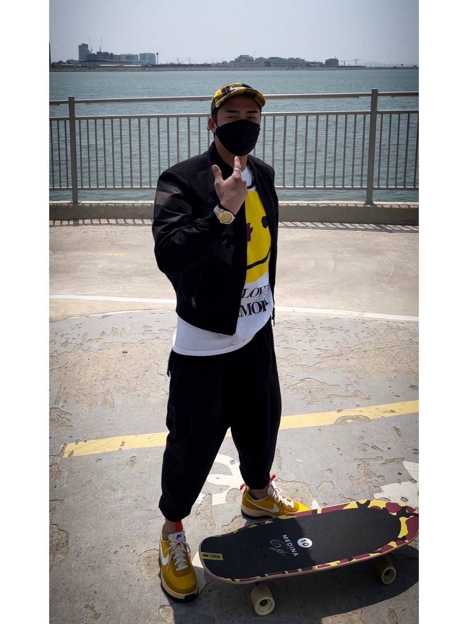 Supreme Washed Chino Twill Camp Cap Yellow Tartan - 20FW, Rolex Sky-Dweller 42mm 326933 Champagne Jubilee 착용 스타일 - 3
