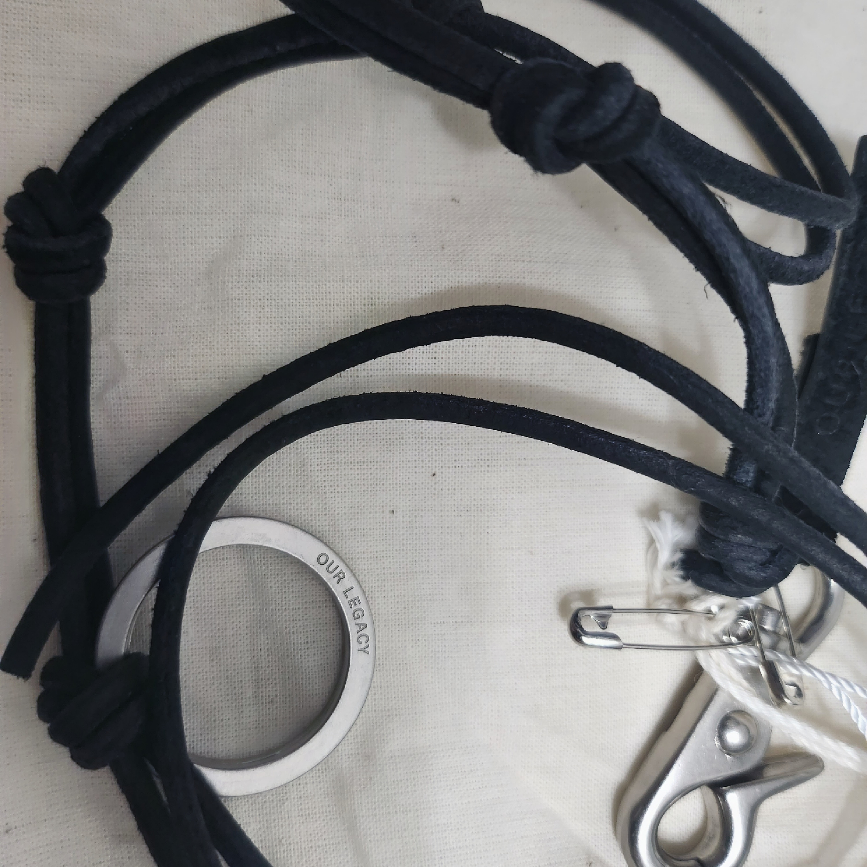 Our Legacy Ladon Leather Keychain Black 착용 스타일