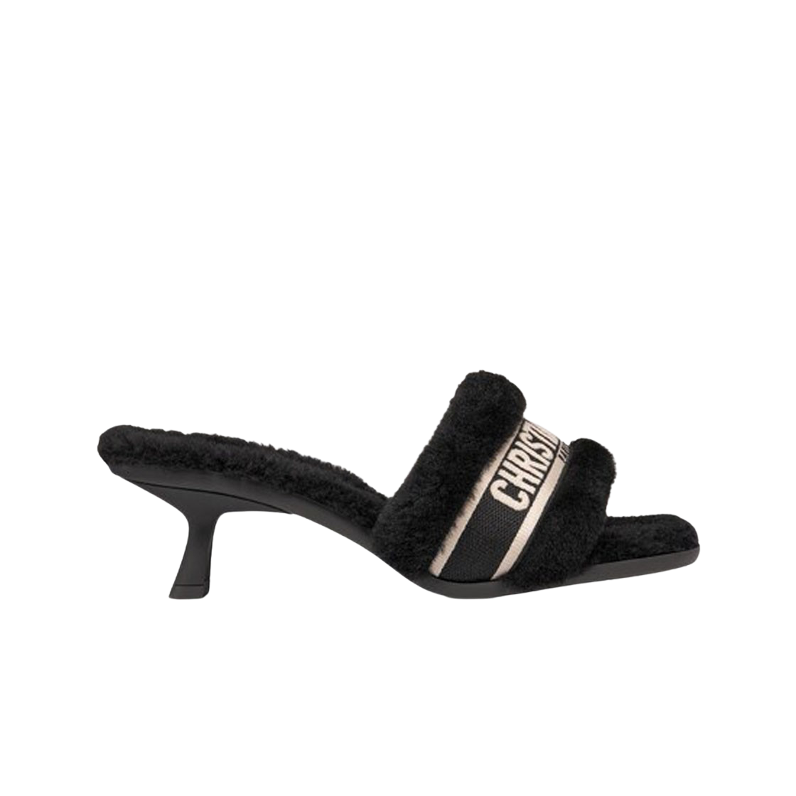(W) 디올 디웨이 뮬 힐 자수 코튼 셔링 블랙((W) Dior Dway Mule Heel Embroidered Cotton and Shearling Black) - 1
