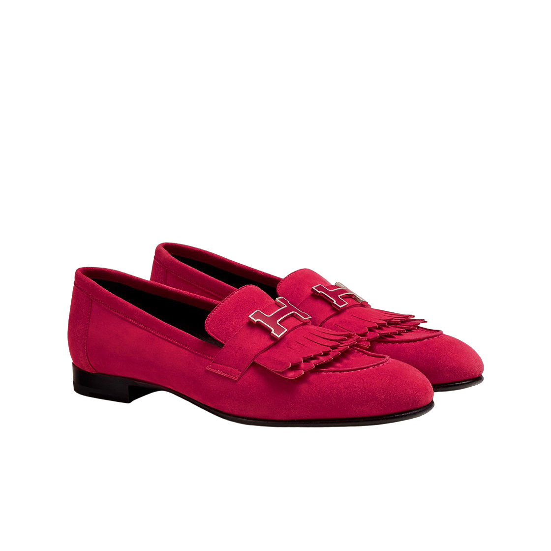 (W) Hermes Royal Loafers Suede Goatskin & Raspberry Pink Palladium Rose Framboise 상세 이미지 2