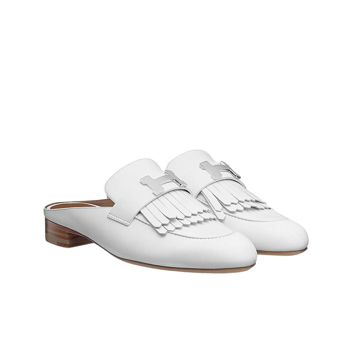 (W) 에르메스 리볼리 뮬 카프스킨 & 팔라듐 하드웨어 블랑((W) Hermes Rivoli Mule Calfskin & Palladium Blanc) - 2