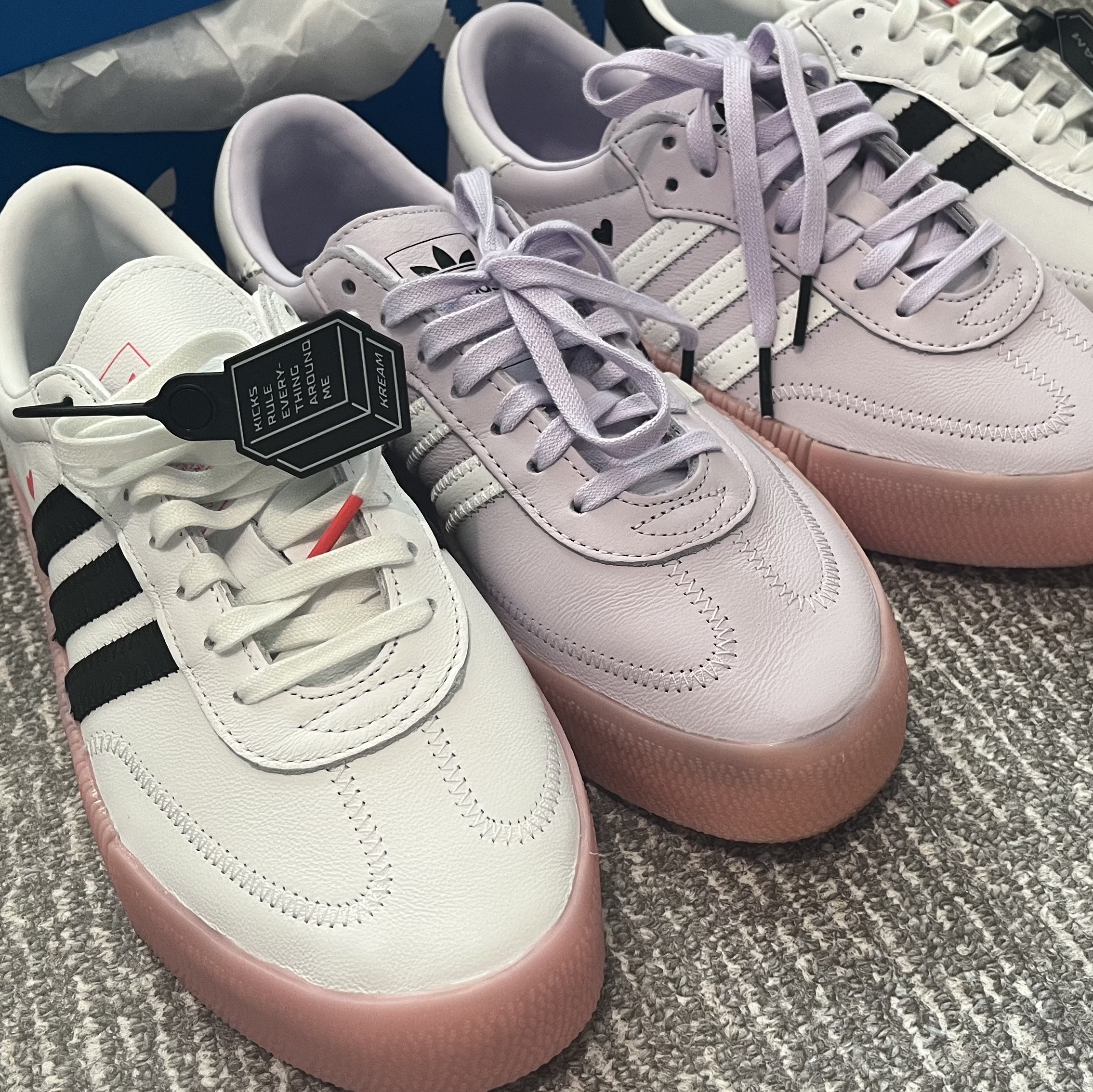 (W) Adidas Sambarose White Pink 착용 스타일 - 1