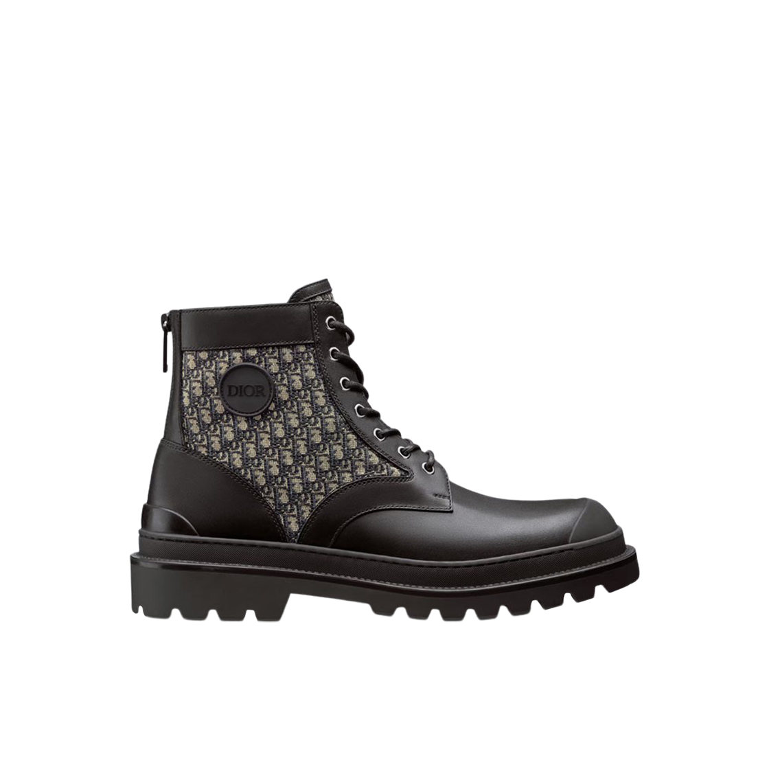 디올 익스플로러 앵클 부츠 스무스 카프스킨 베이지 & 블랙 디올 오블리크 자카드 블랙(Dior Explorer Ankle Boot Smooth Calfskin and Beige & Black Dior Oblique Jacquard Black) - 1
