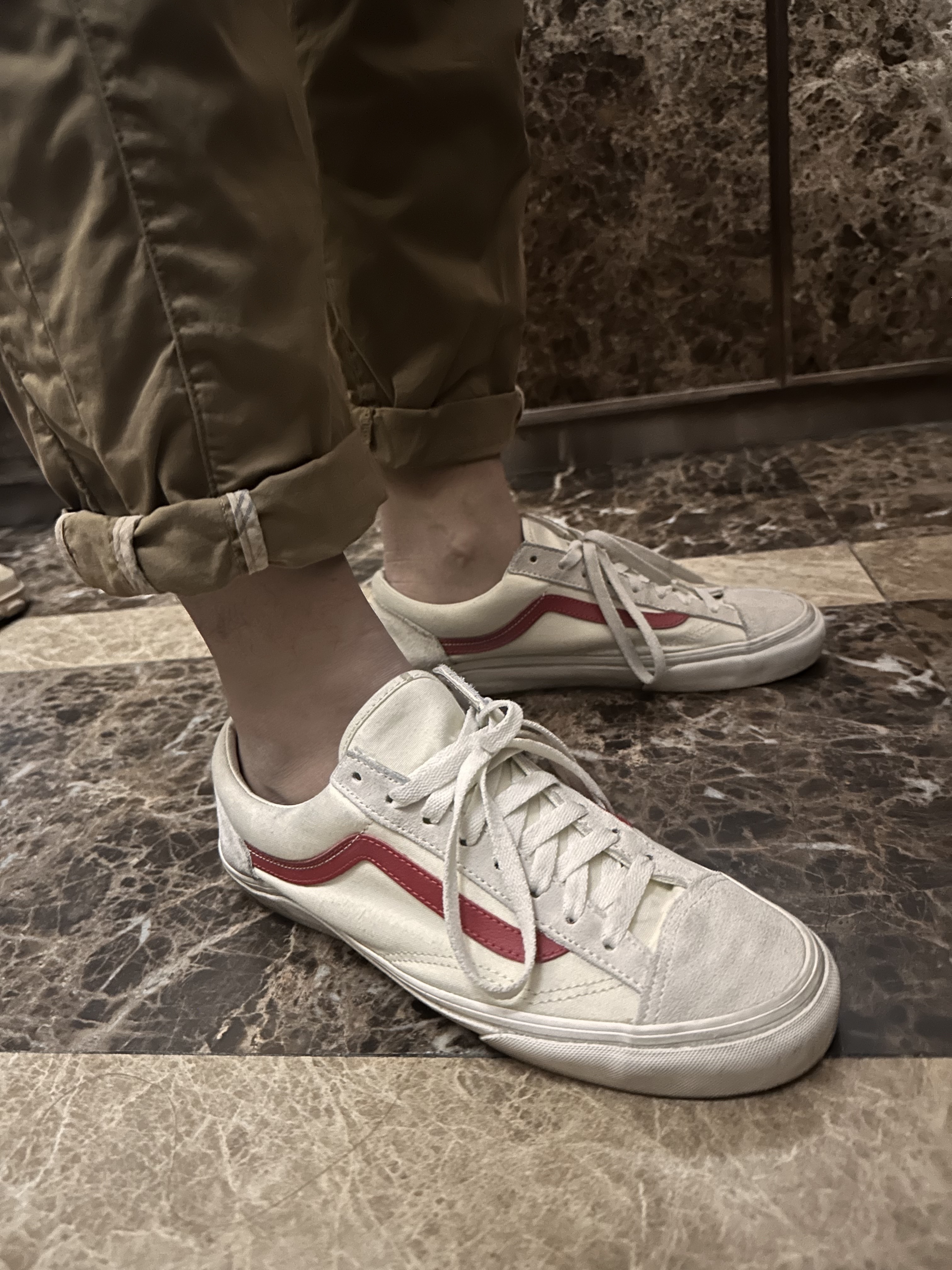 Vans Style 36 Marshmallow Racing Red 착용 스타일 - 2
