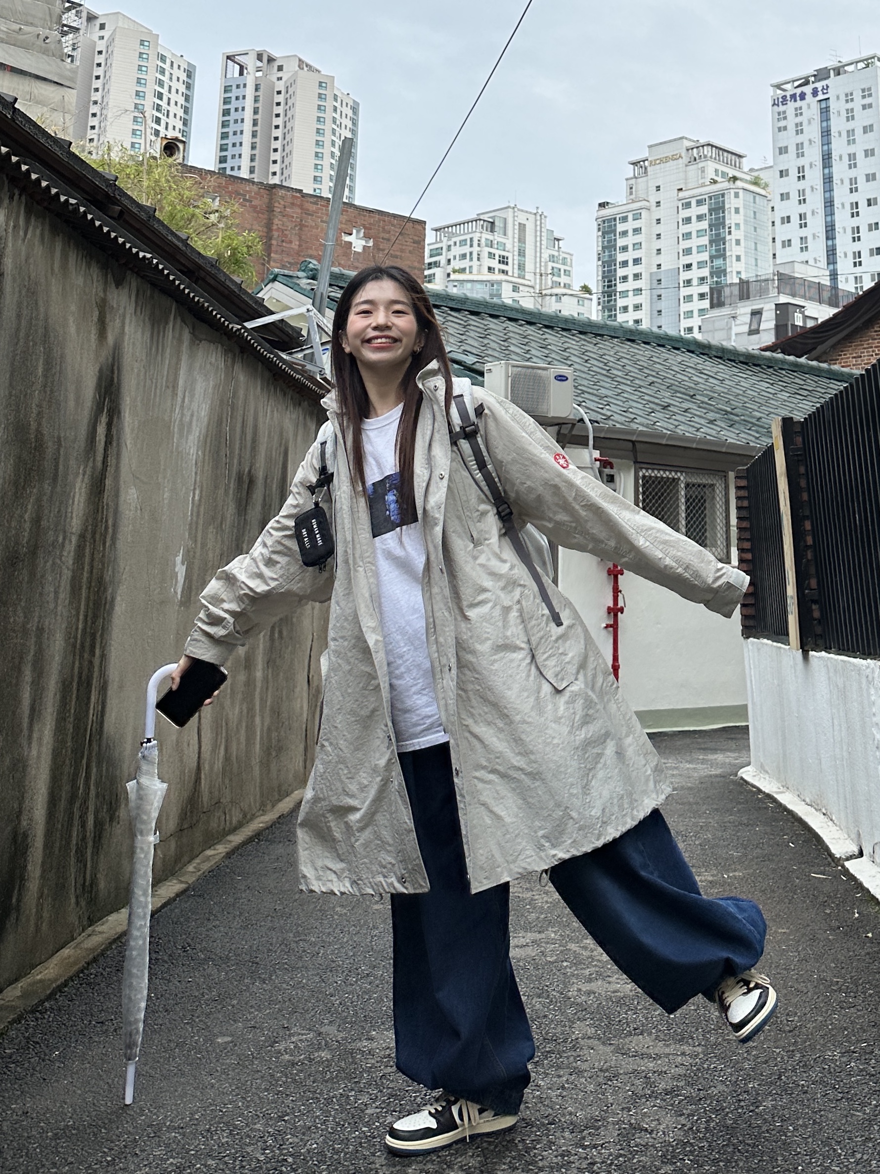 휴먼 메이드 밀리터리 카드 케이스 블랙, 자라 x 아더에러 와이드 레그 진 블루 착용 스타일 - 1