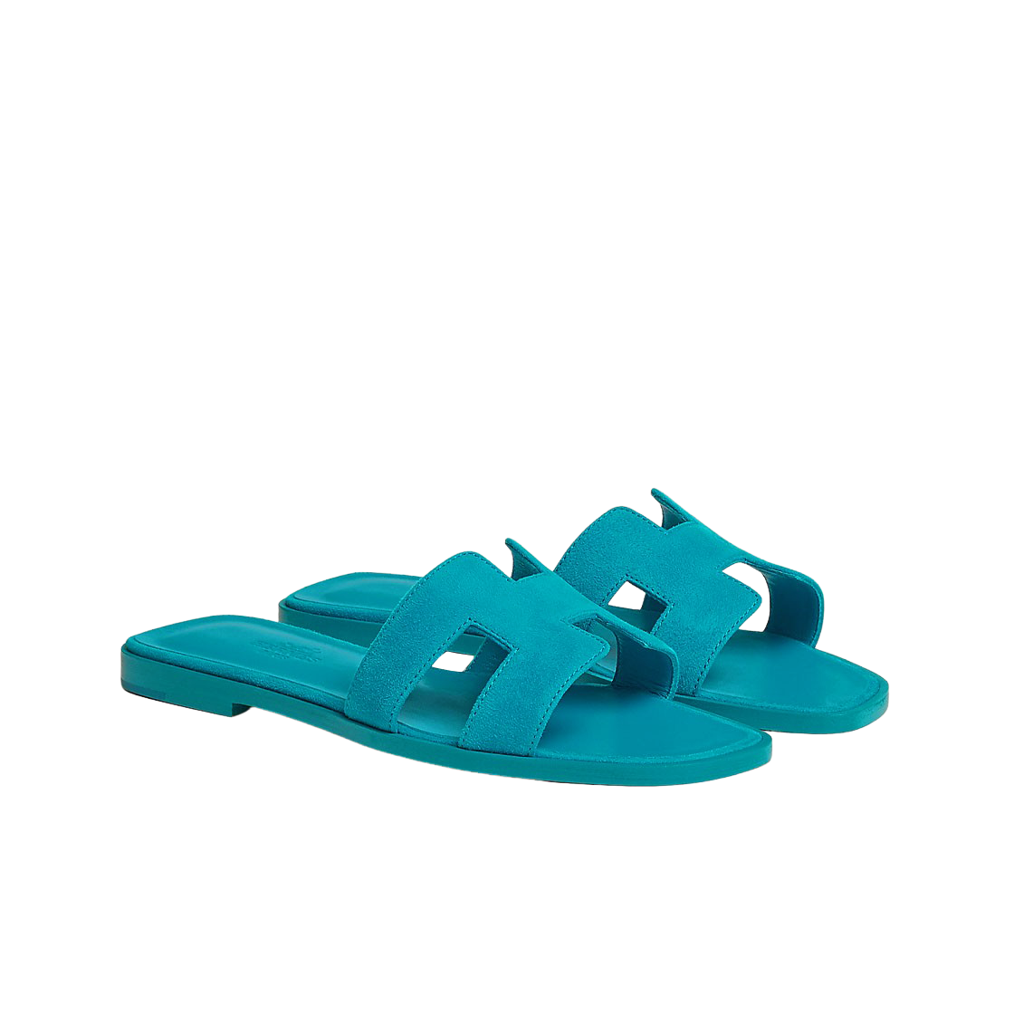 (W) 에르메스 오란 샌들 스웨이드 고트스킨 & 블루 비프((W) Hermes Oran Sandal Suede Goatskin & Bleu Vif) - 2