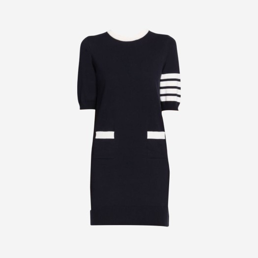 (W) 톰브라운 코튼 헥터 포인텔 사선 미니 드레스 네이비