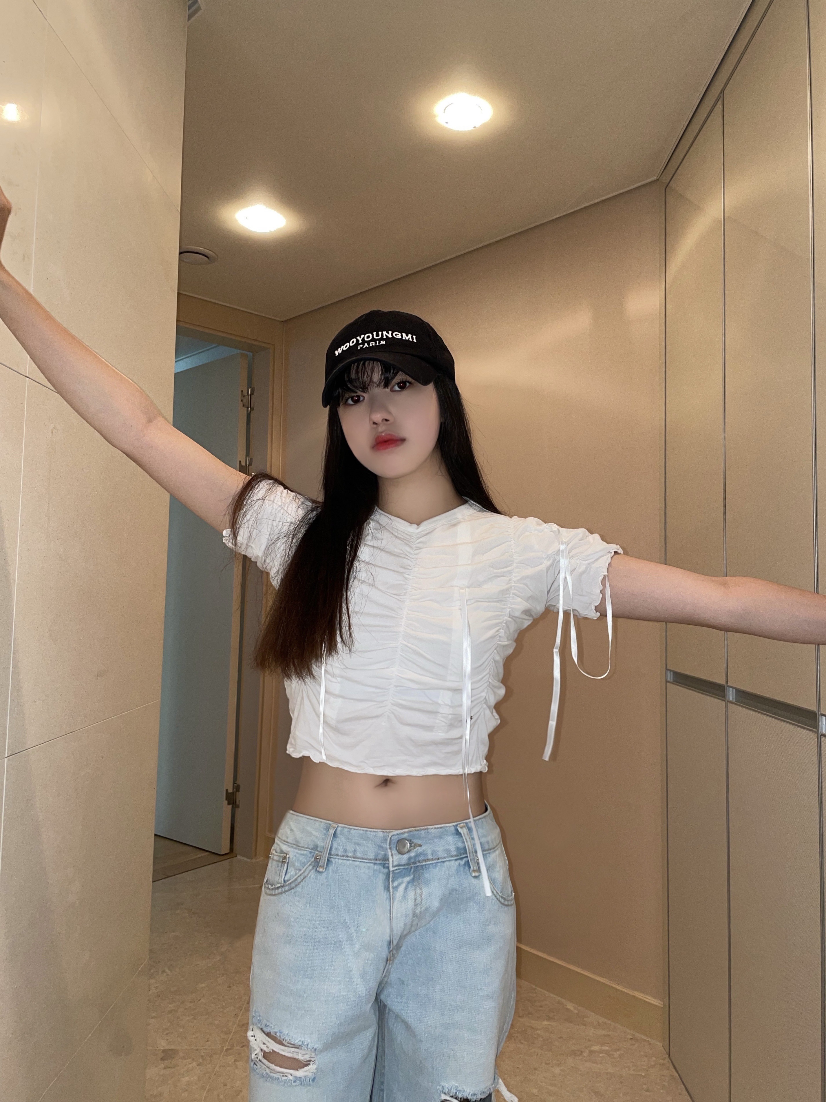 Wooyoungmi Embroidered Ball Cap Black - 23SS 착용 스타일