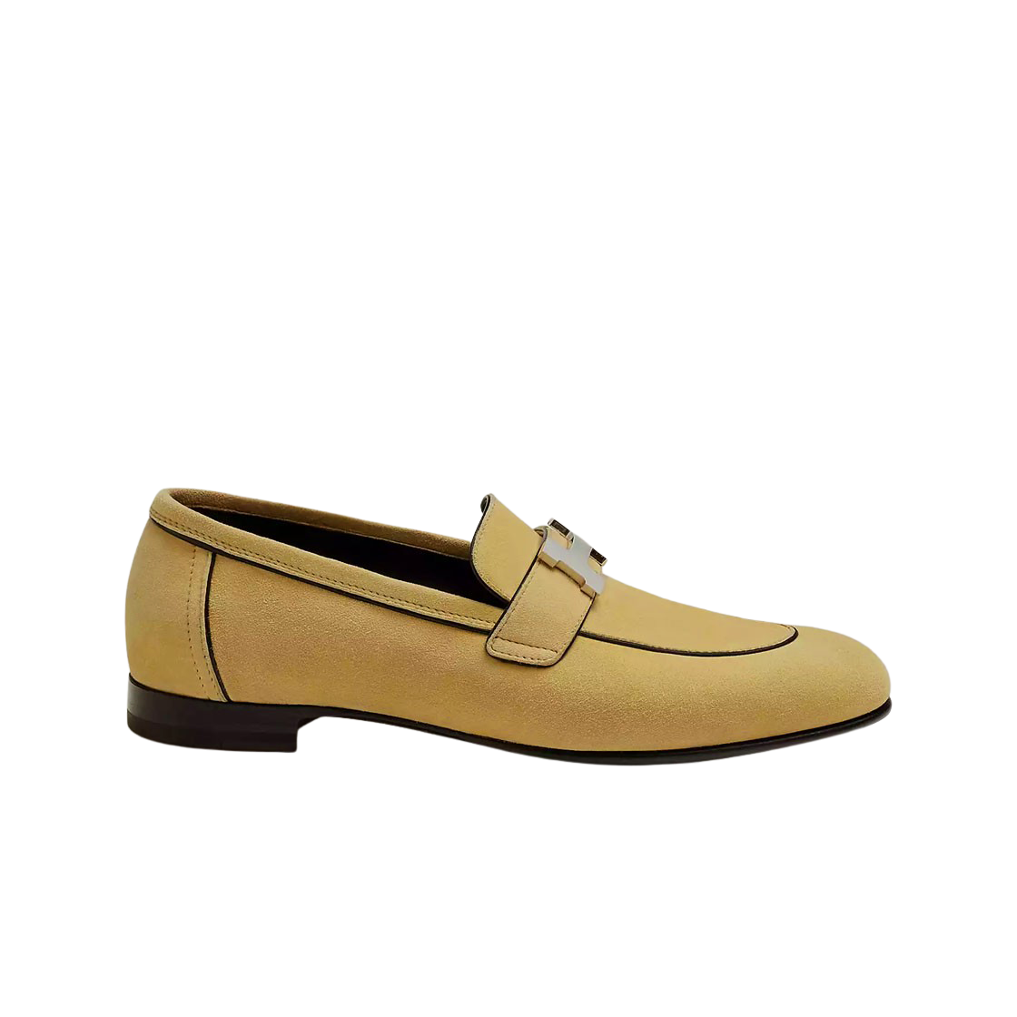 (W) 에르메스 파리 로퍼 스웨이드 고트스킨 & 팔라듐 하드웨어 베쥬 크린 누아((W) Hermes Paris Loafers Suede Goatskin & Palladium Beige Crin Noir) - 1