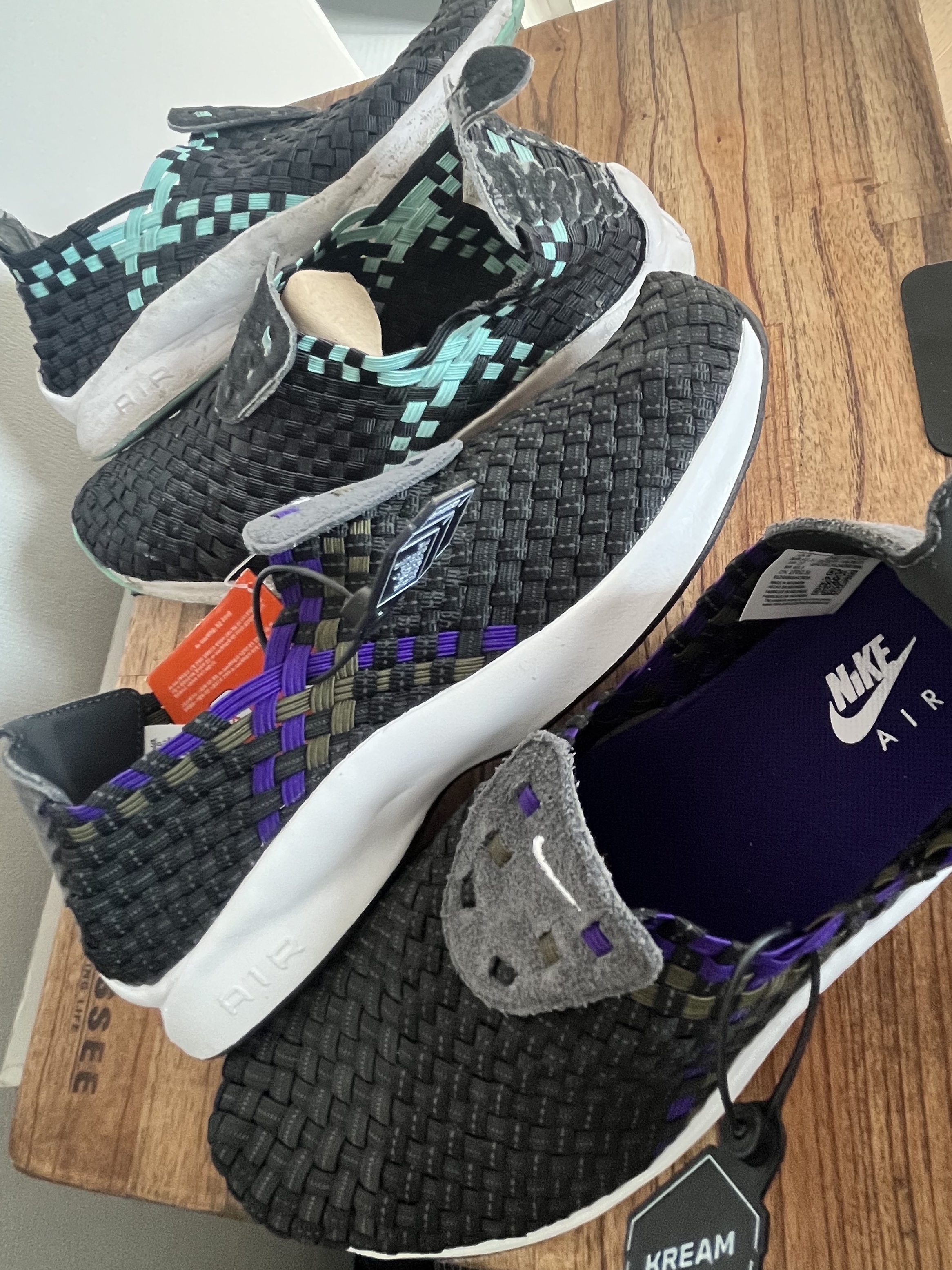 Nike Air Woven Mint, Nike Air Woven Black Court Purple 착용 스타일