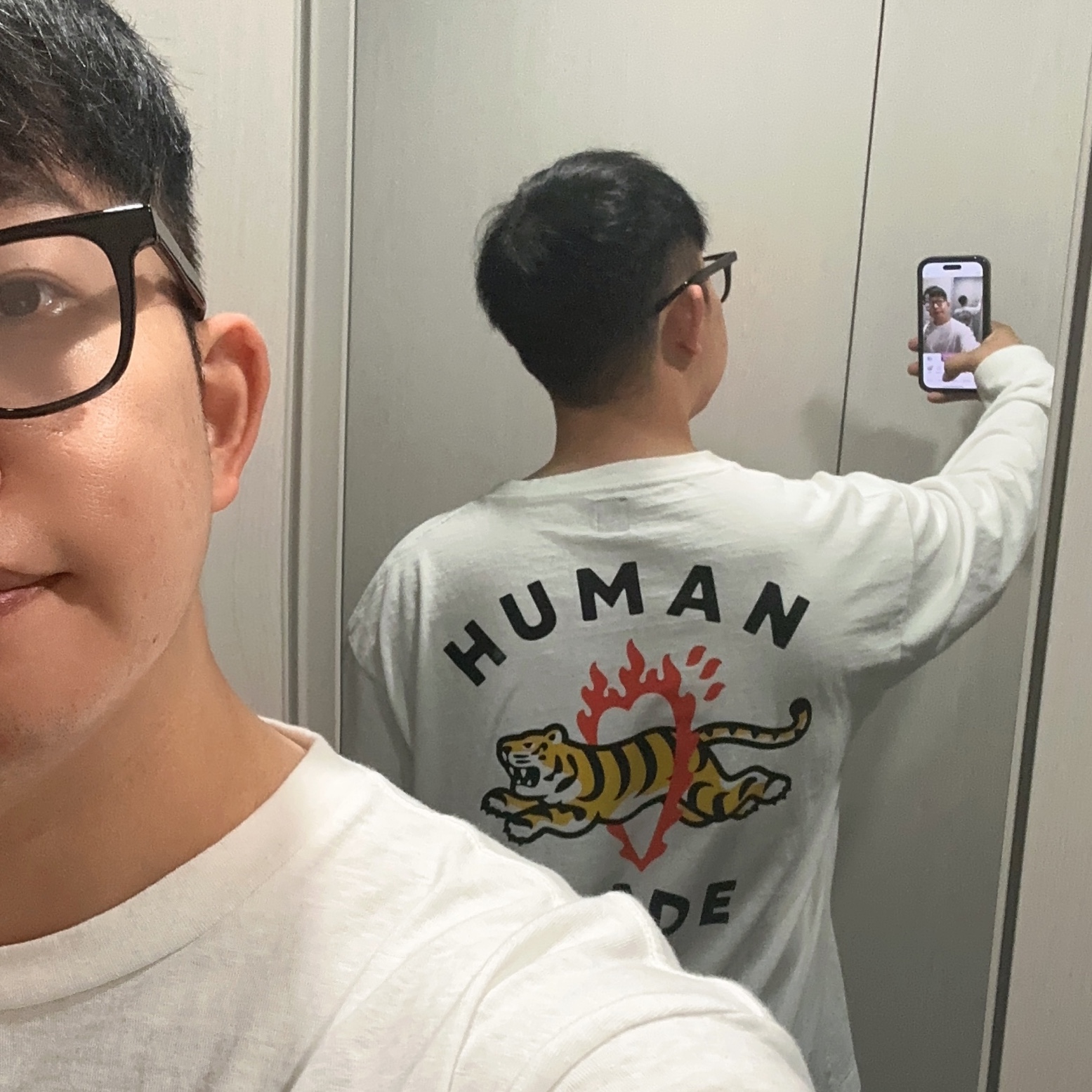 Human Made Graphic L/S T-Shirt #3 White, Gentle Monster x Maison Margiela MM010 Clear Black 착용 스타일