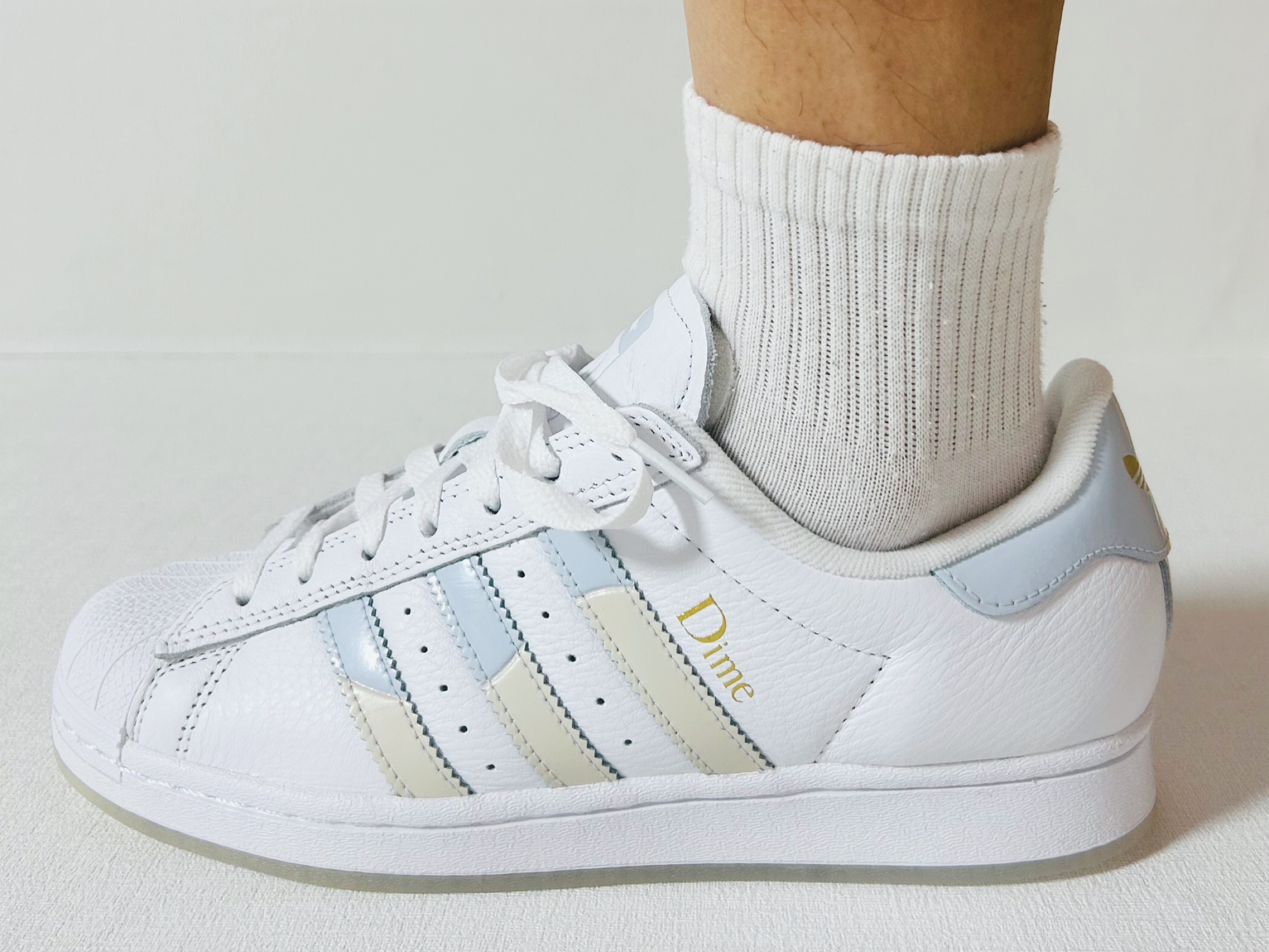 Adidas x Dime Superstar ADV Cloud White 착용 스타일