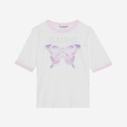 (W) Ganni Fitted Butterfly T-Shirt Bright White