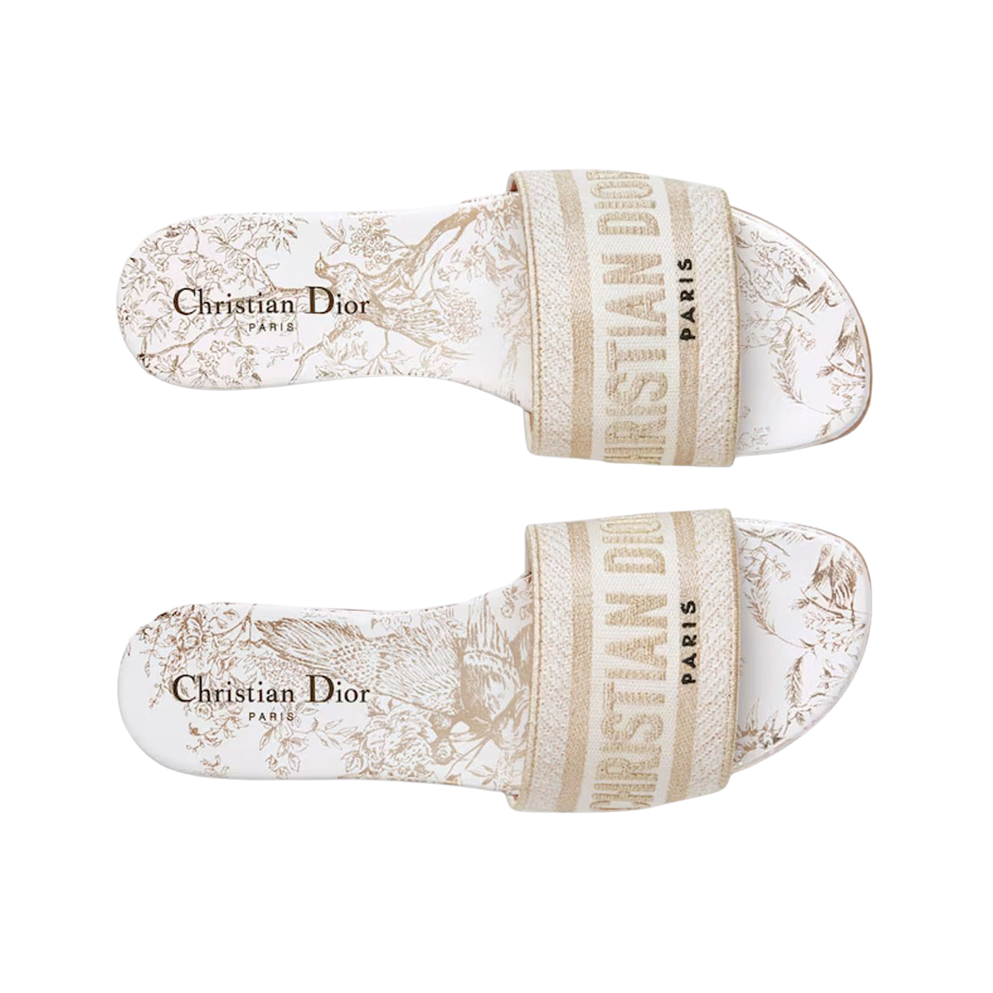 (W) 디올 디웨이 뮬 쟈뎅 디히비어 코튼 자수 화이트 골드 톤((W) Dior Dway Mule Cotton Embroidered with Jardin d'Hiver White Gold Tone) - 2