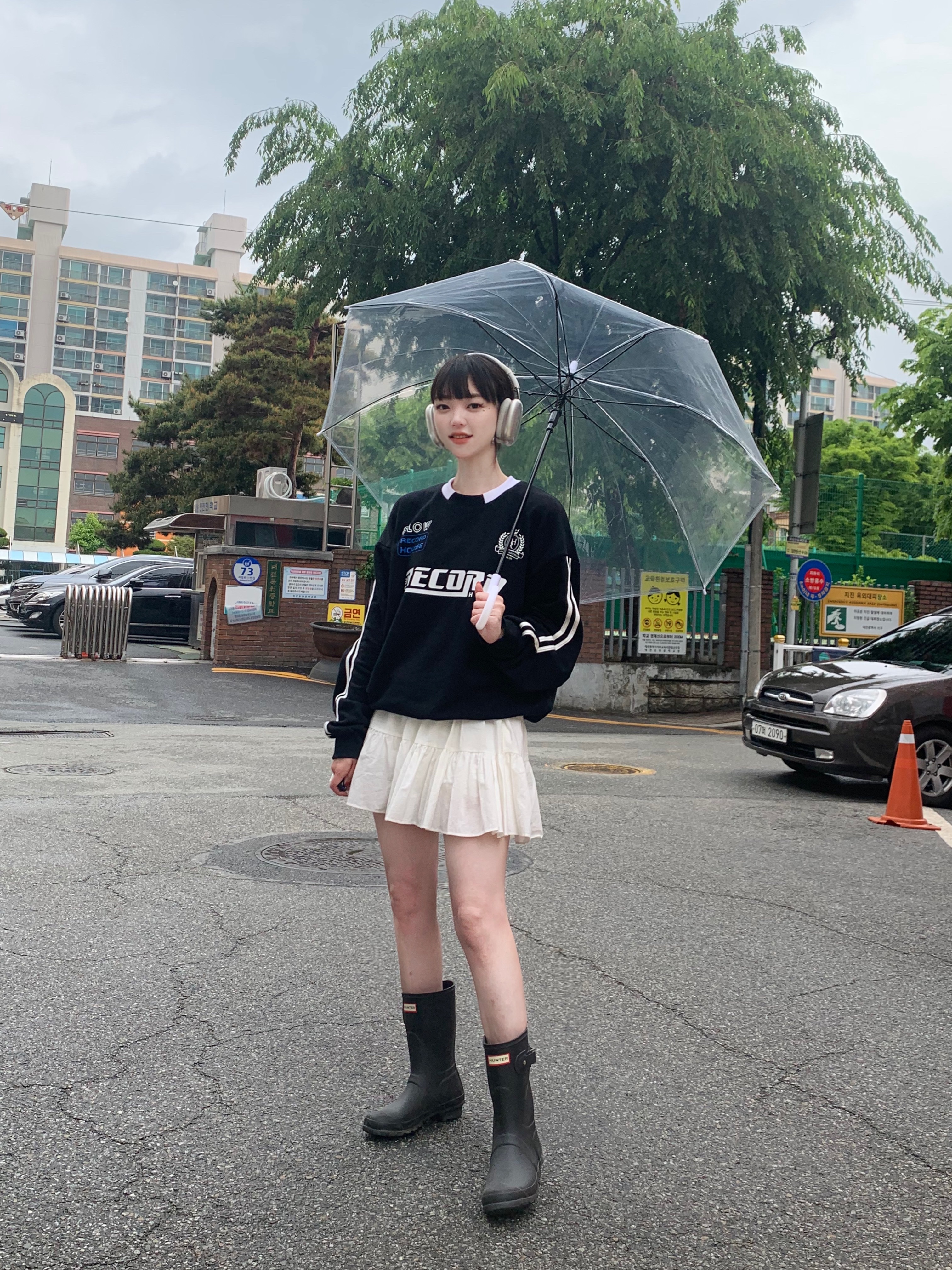(W) Hunter Original Short Rain Boots Black, Hunter Original Short Rainboots Black 착용 스타일 - 2