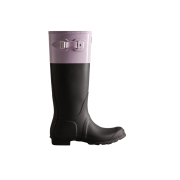 (W) Hunter Colour Block Tall Wellington Boots Black Tempered Mauve