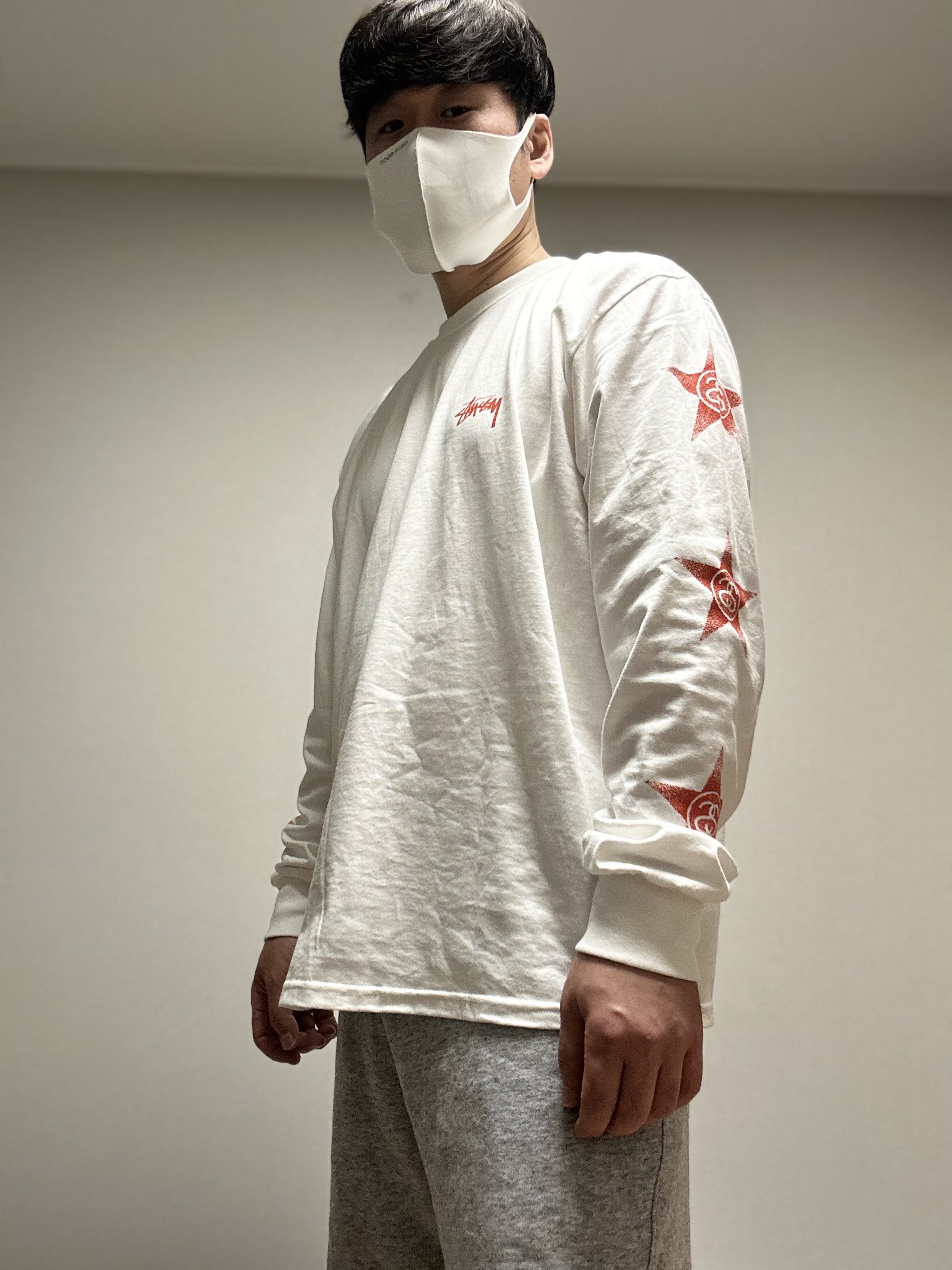 Stussy Stars LS T-Shirt White 착용 스타일