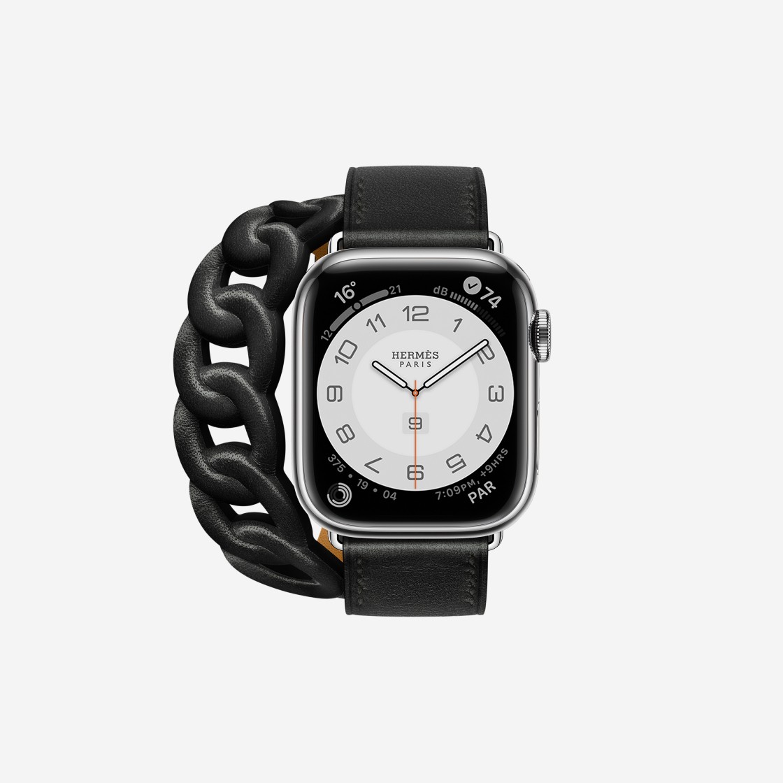 Apple Watch Hermes Series 8 41mm Silver Stainless Steel Case with Gourmette Double Tour Noir (Korean Ver.) 상세 이미지 2