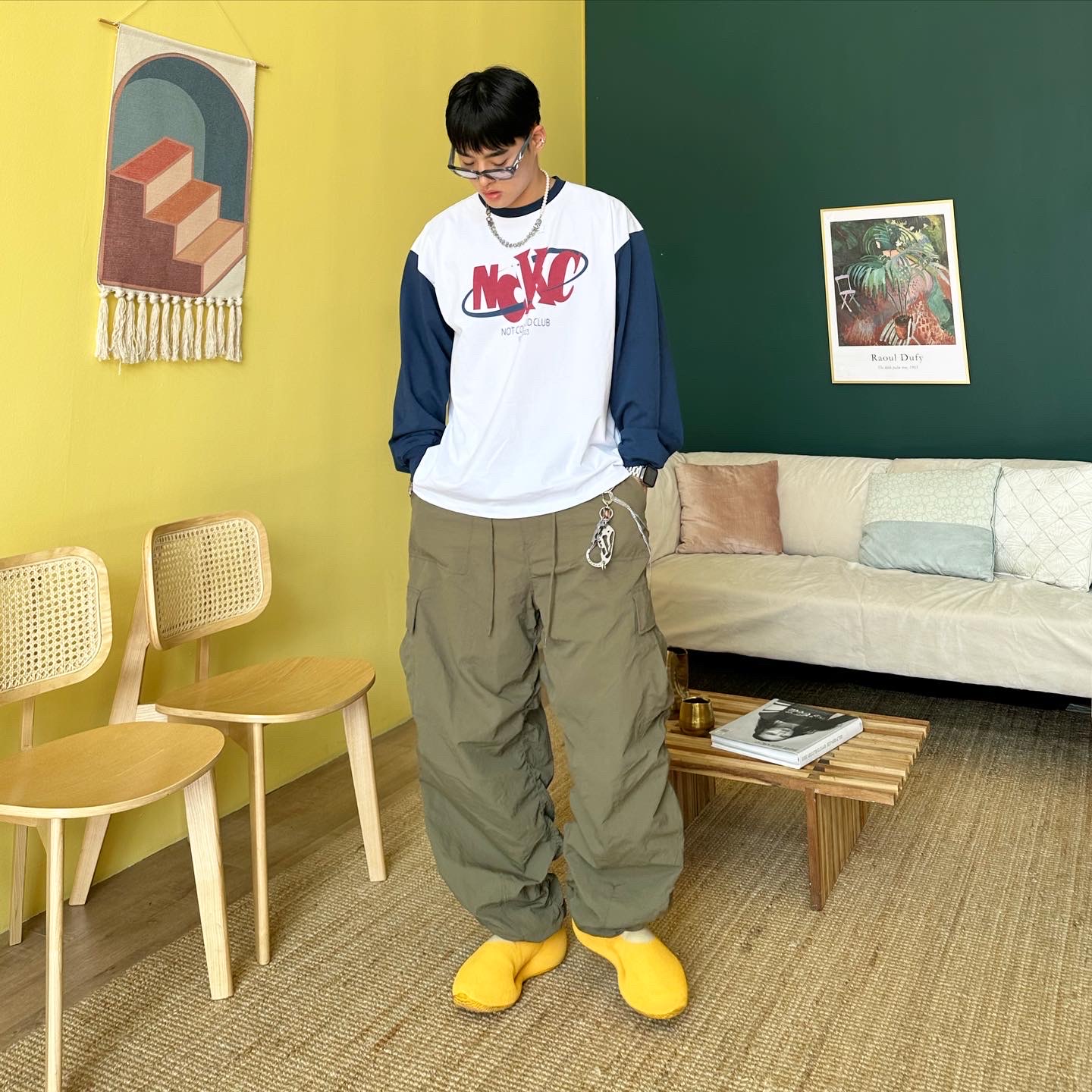 Adidas Yeezy Knit RNR Sulfur 착용 스타일 - 3